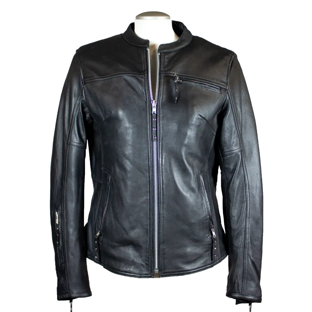 Open Road Women's Racer Leather Motorcycle Jacket - Stylish & Protective Biker Jacket for Riding, Fashion & Outdoor Adventures