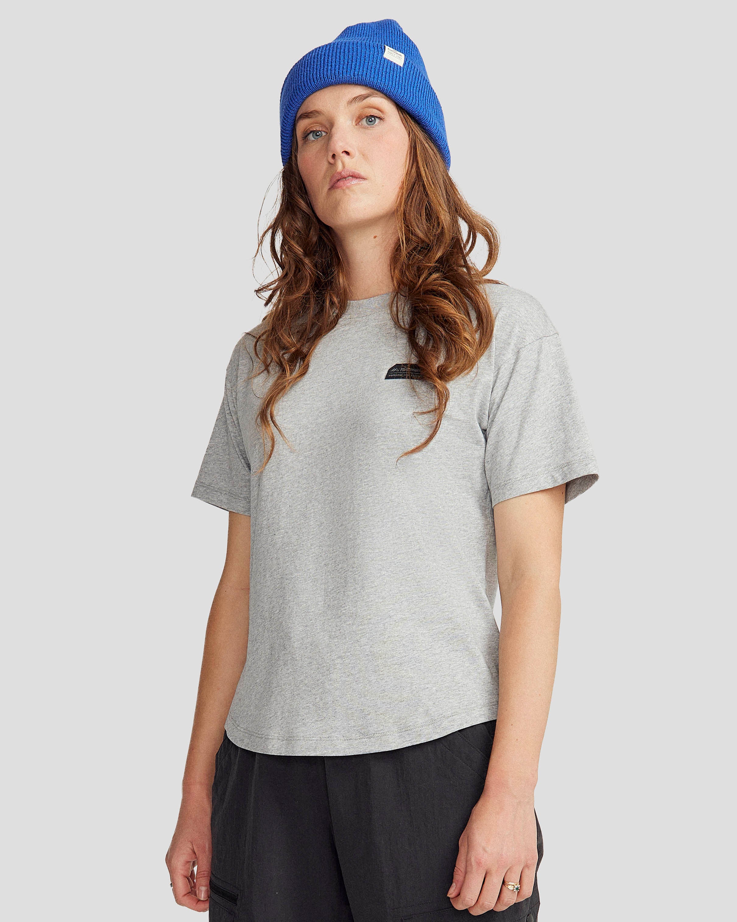 Organic Cotton Women's T-Shirt with Logo - Light Grey Marle | Soft & Comfortable Casual Wear for Everyday Outfits