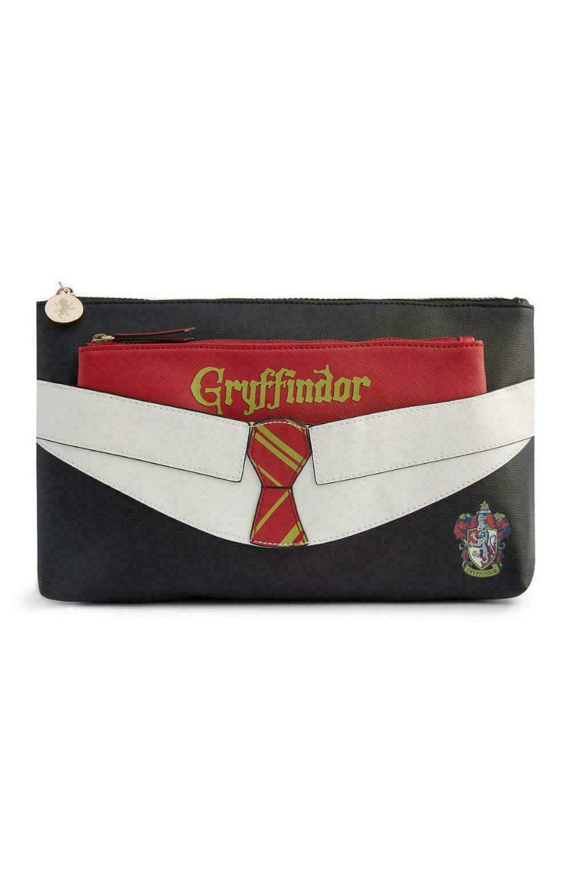 Harry Potter Makeup Bag & Toiletry Pouch Set - 2PC Travel Cosmetic Organizer (Gryffindor Red) - Perfect for Wizards' Travel, Hogwarts Themed Gift & Daily Beauty Storage