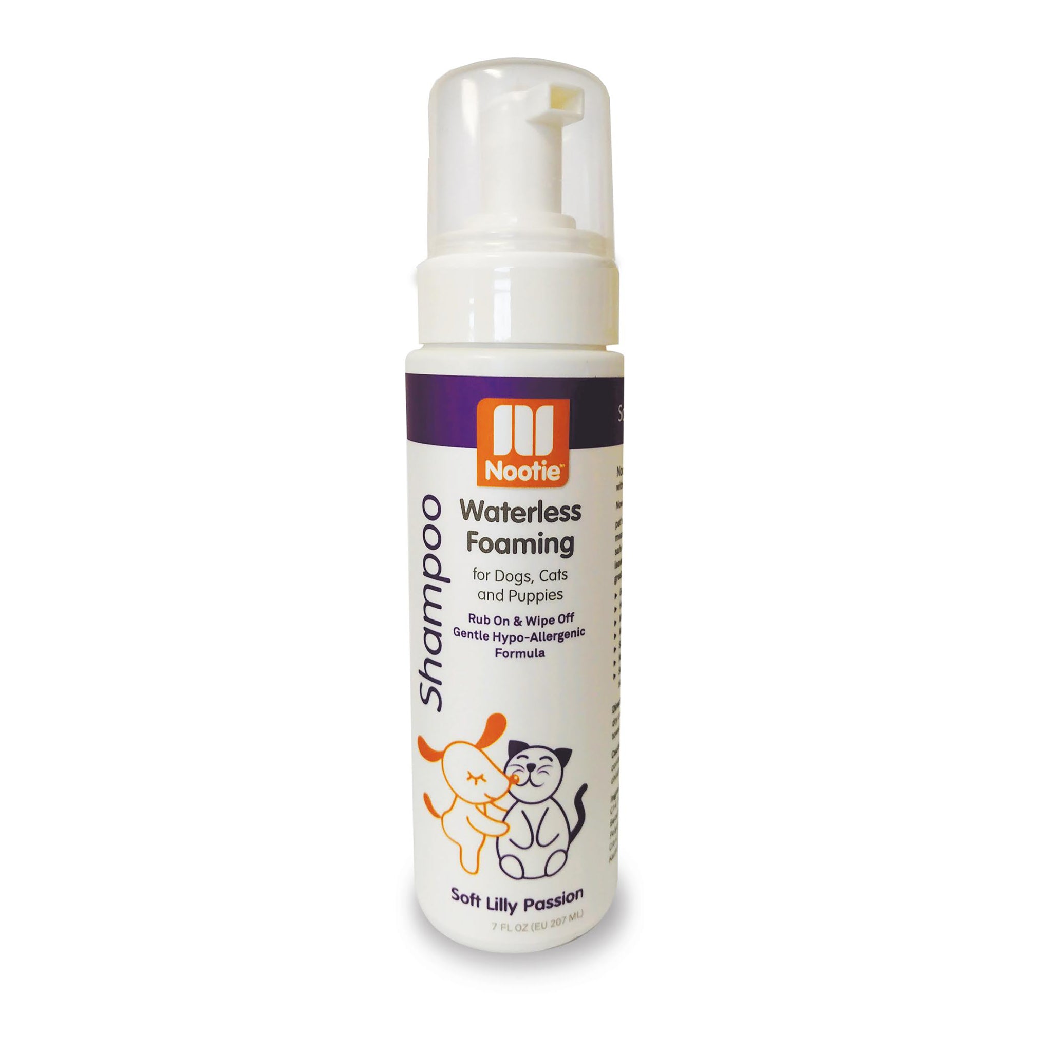 Nootie Waterless Foaming Shampoo for Dogs & Cats - Soft Lilly Passion Scent | Gentle No-Rinse Cleansing for Pets at Home or Travel | Hypoallergenic & Moisturizing Formula