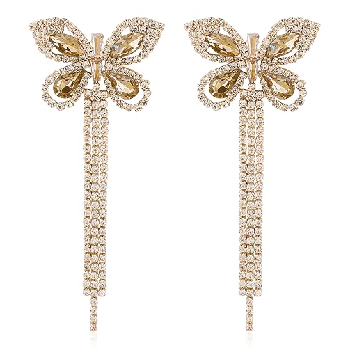 208Gold Butterfly Tassel Earrings