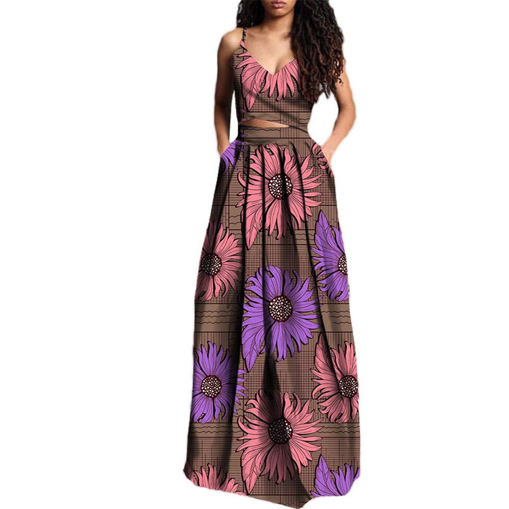 **African Print Dashiki Tops & Maxi Skirt Set for Women Plus Size - Ankara Outfit with Pockets for Parties, Weddings & Cultural Events**