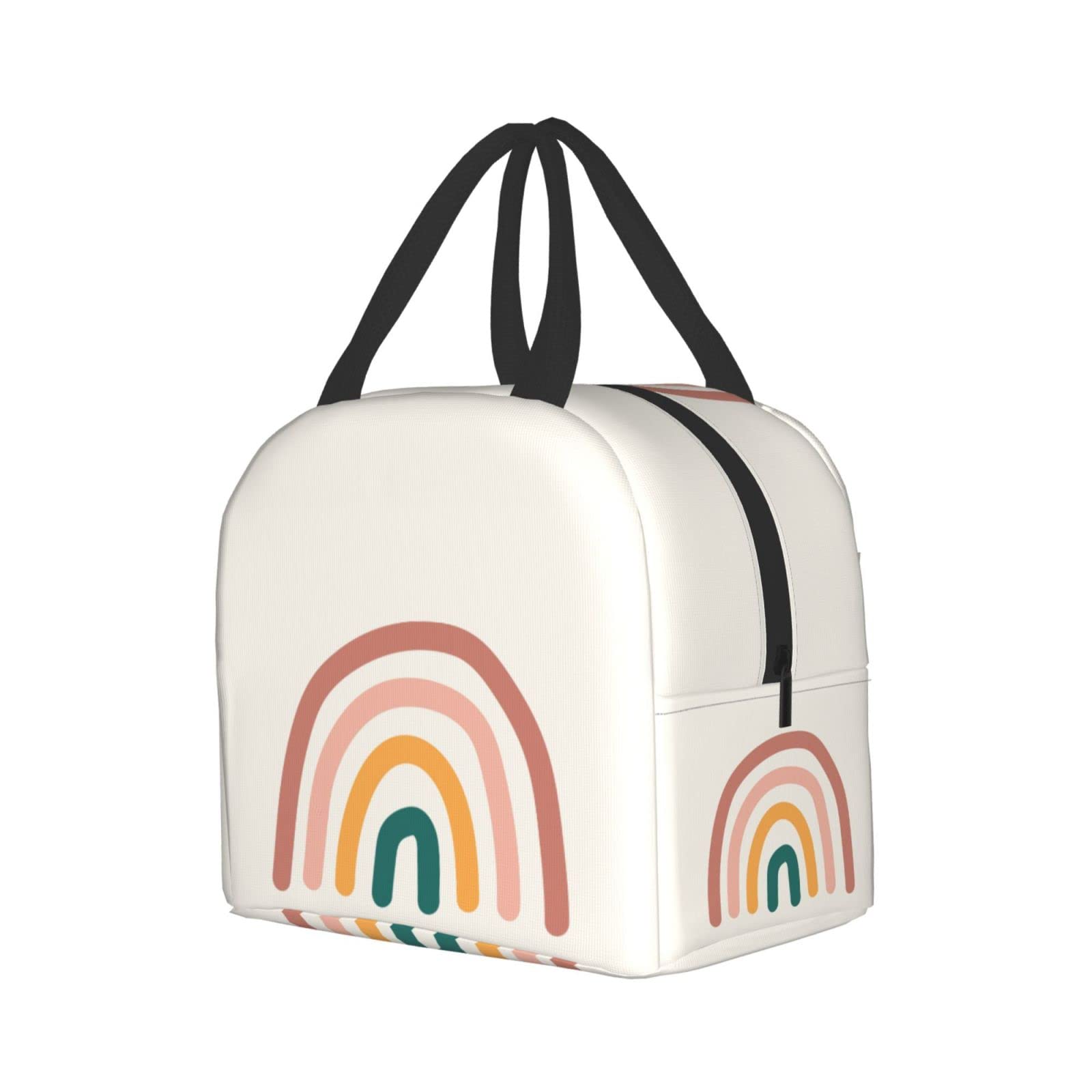 **Eco-Friendly Boho Rainbow Insulated Lunch Box - Reusable Lunch Bag for Women & Men, Perfect for Office, School, Camping, Hiking, Picnic & Beach Travel - Leakproof & Durable Lunch Tote for Work, Outdoor Adventures & Daily Use**