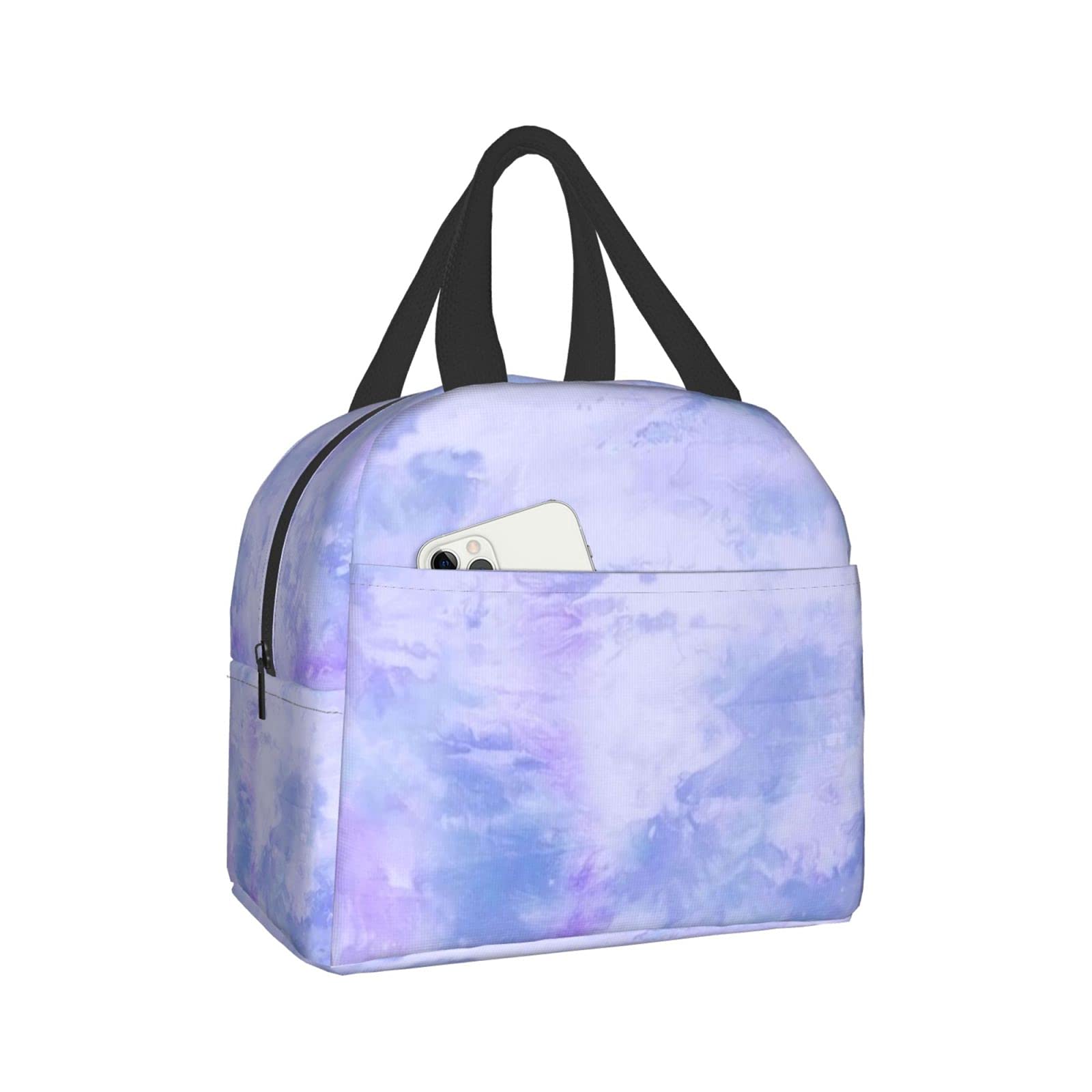 Purple Tie Dye Insulated Lunch Box - Reusable Bento Bag for Travel, Picnic & Shopping - Waterproof Durable Food Container for Adults, Women & Men - Perfect for Office, School, Hiking and Outdoor Activities