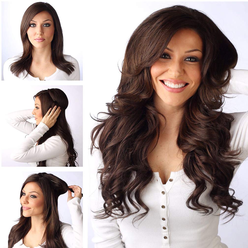 Invisible Wire Hair Extensions 28cm Real Human Hair - 100g Wavy Curly Long Hair Extensions No Clip in Hair Pieces (16 Inch, 18# Dark Ash Blonde) for Everyday Wear, Parties & Special Occasions