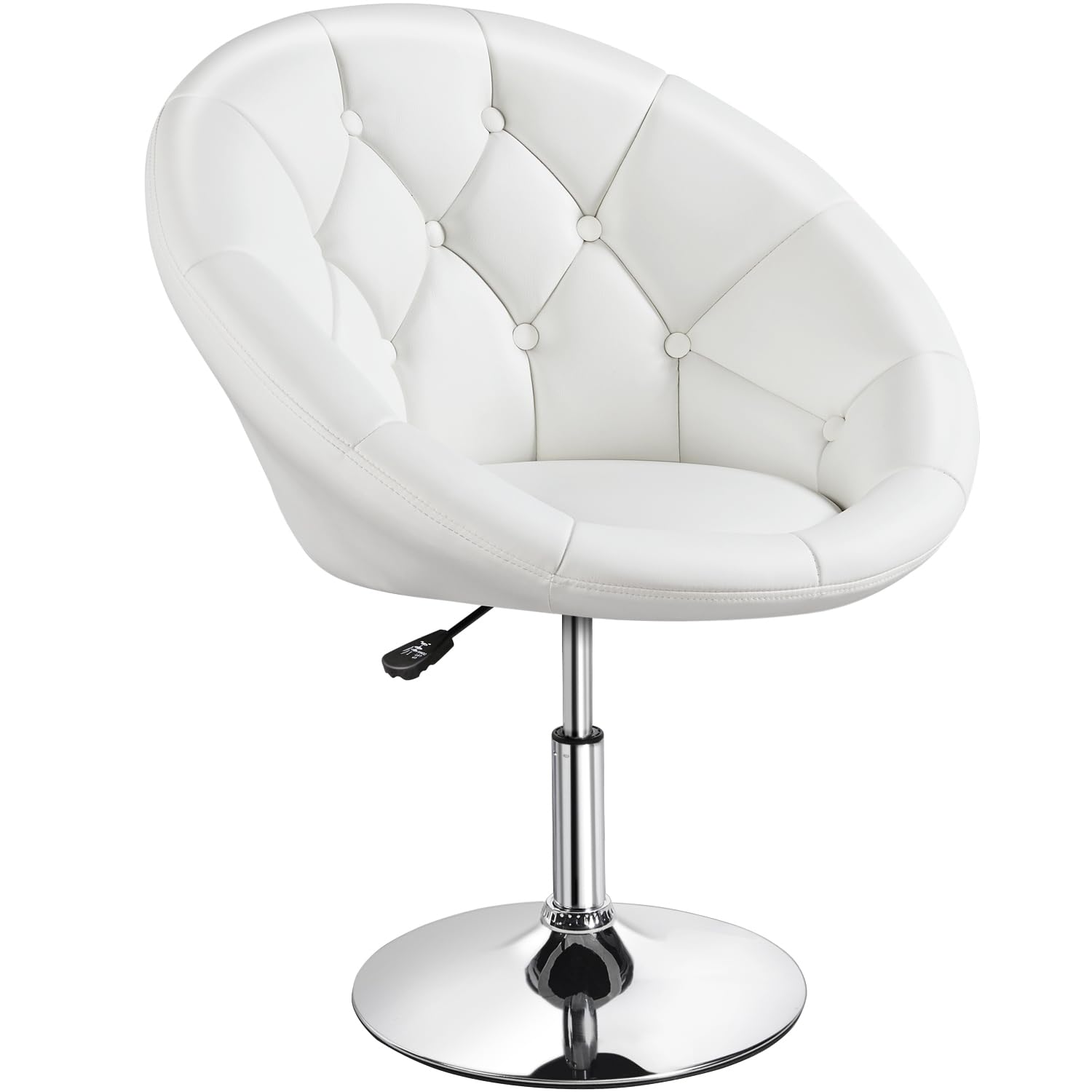 Yaheetech Adjustable Height Makeup Vanity Chair - Swivel Accent Chair with Chrome Frame & Round Back, Tilt Function for Dressing Room, Bedroom, Living Room - Perfect for Beauty Salon, Home Decor & Makeup Application