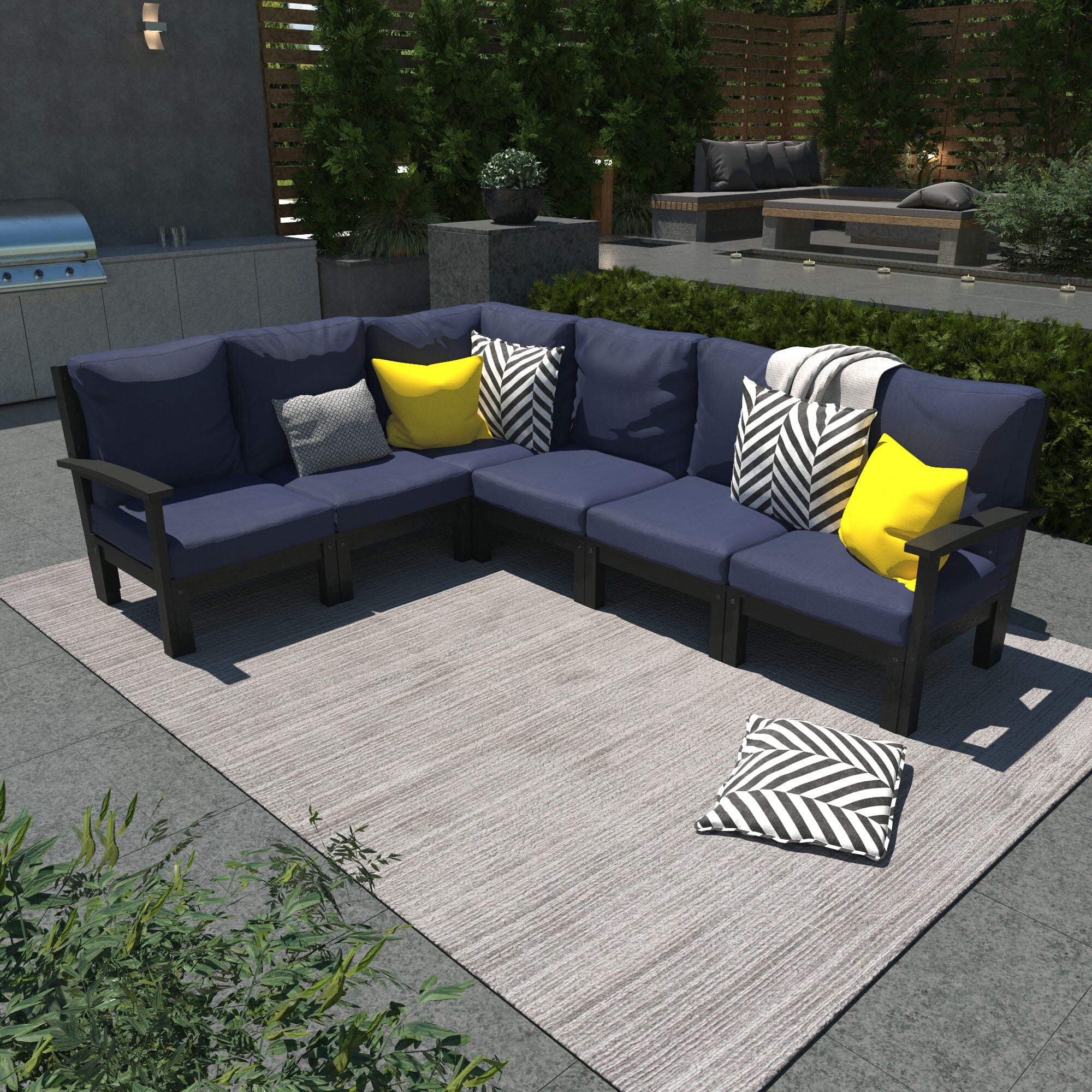 Custom 6-Piece Deep Seating Sectional Sofa Set for Living Room - Modern L-Shaped Couch with Ottoman, Perfect for Family Gatherings & Relaxation