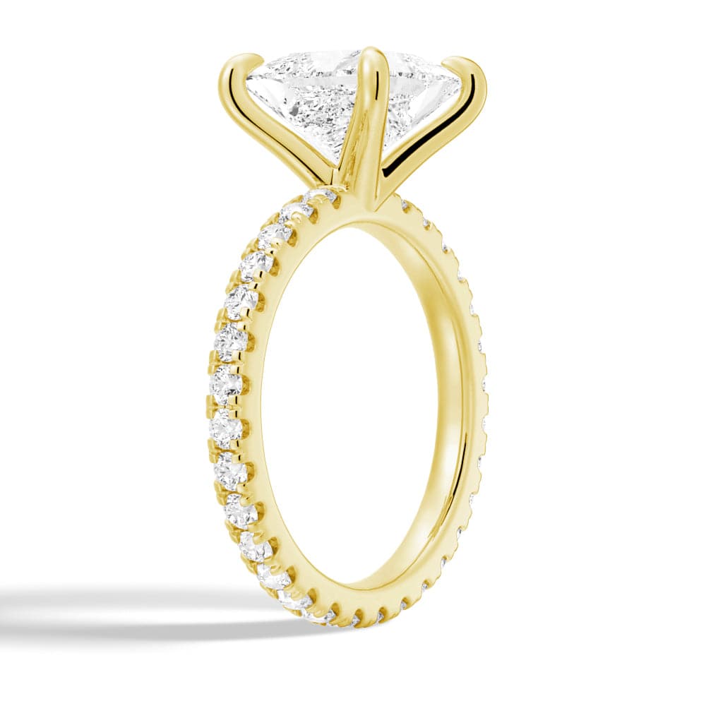 Princess Cut Moissanite Engagement Ring with Eternity Pave Band - Sparkling Wedding Jewelry for Brides, Anniversary Gifts & Romantic Proposals
