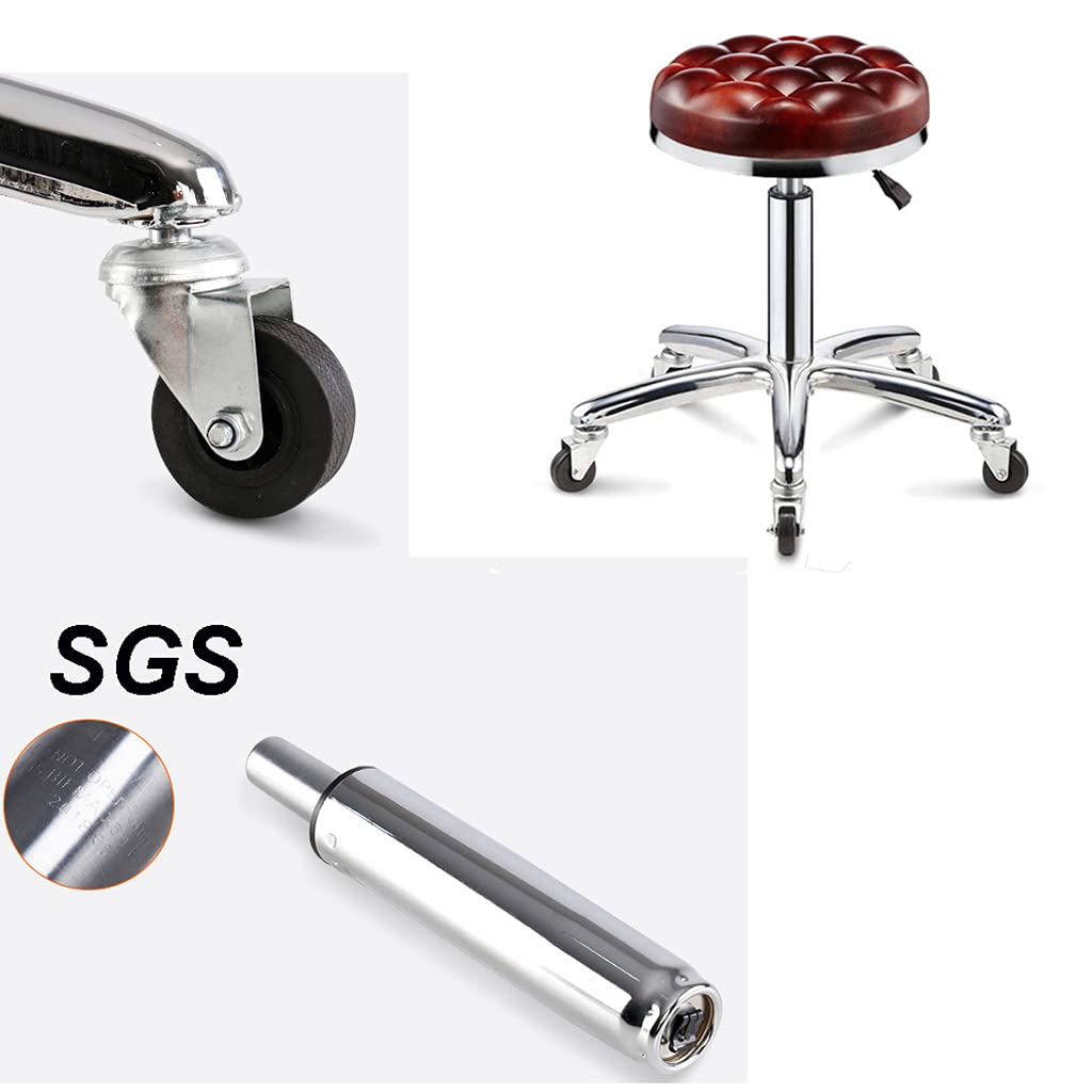Ergonomic Rolling Swivel Stool with Adjustable Height - Comfortable PU Leather Seat Cushion for Office, Salon, Massage Spa & Drafting - Perfect for Workstations, Beauty Treatments & Relaxation (Red)