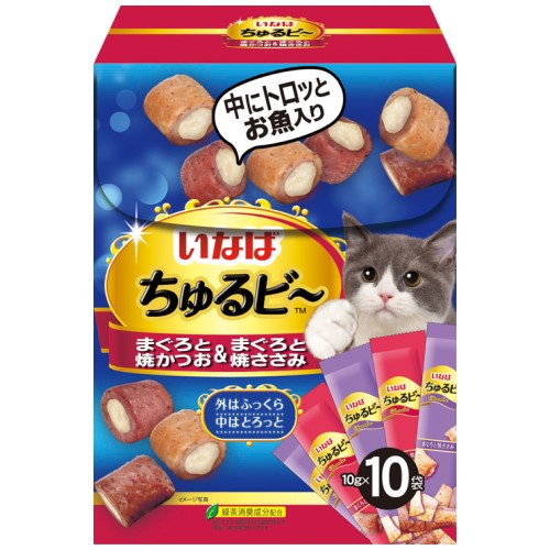 Premium Churubee Cat Treats - Mixed Maguro Tuna & Grilled Chicken Flavor - Festive Gift Box for Cats - Perfect for Holidays, Training Rewards & Special Occasions