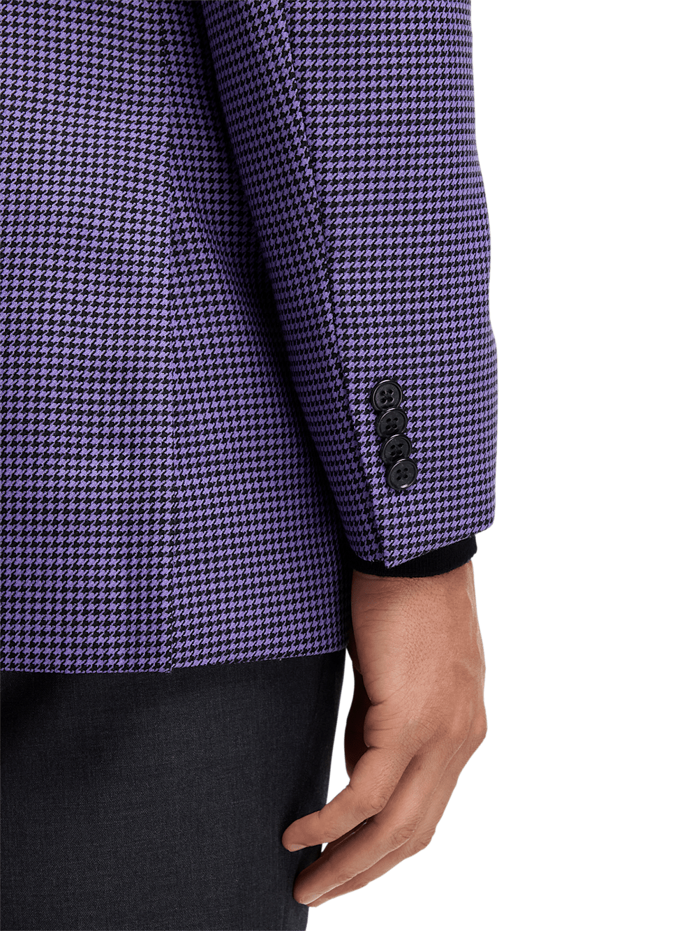 Premium Wool Houndstooth Single-Breasted Peak Lapel Blazer for Men - Elegant Purple Business Jacket - Perfect for Office, Weddings & Formal Events