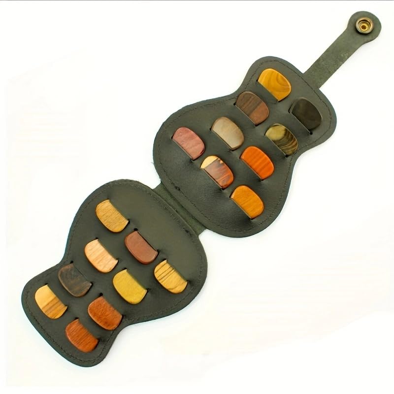 Premium Handmade PU Leather Guitar Pick Holder Case - 18 Slots for Guitar Picks (Brown) | Durable & Stylish Accessory for Musicians | Perfect for Guitarists, Bass Players & Ukulele Performers