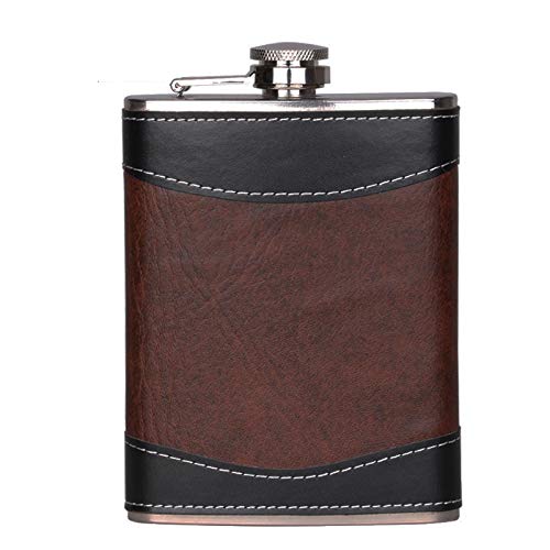 Premium 8 oz Stainless Steel Leather Hip Flask with Funnel - Perfect for Whiskey, Bourbon & Liquor Storage - Great for Outdoor Adventures, Camping, Gifts & Travel Accessories
