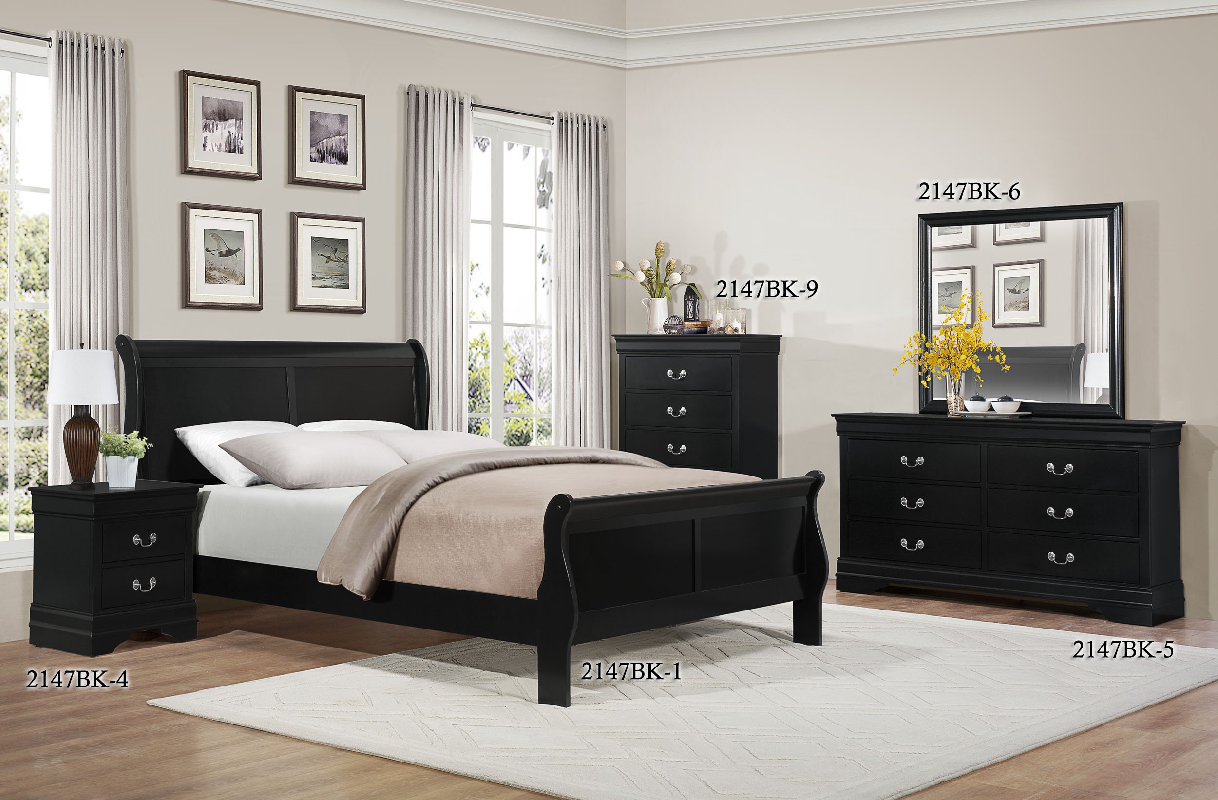 Homelegance 2147BK-4 Mayville 2-Drawer Nightstand in Black - Compact Bedside Table for Bedroom Storage - Perfect for Small Spaces & Apartment Living