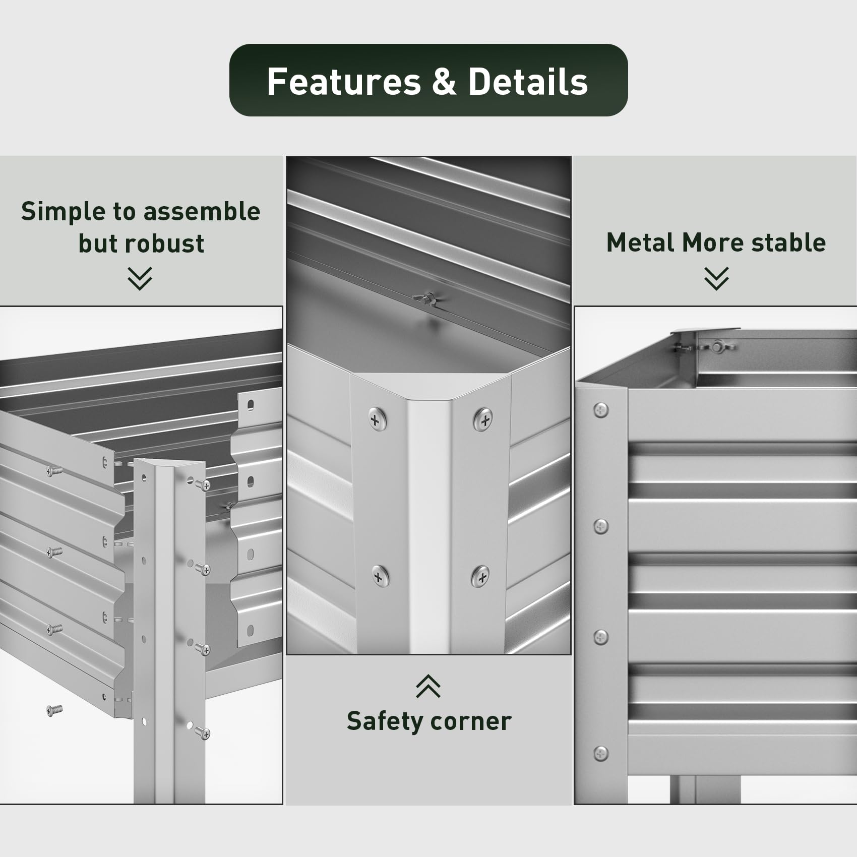 Galvanized Raised Garden Bed 48x24x32 Inches - Elevated Metal Planter Box for Vegetables, Flowers, Herbs - Outdoor Gardening with Legs - Easy Assembly Silver - Perfect for Backyard, Patio, and Urban Farming