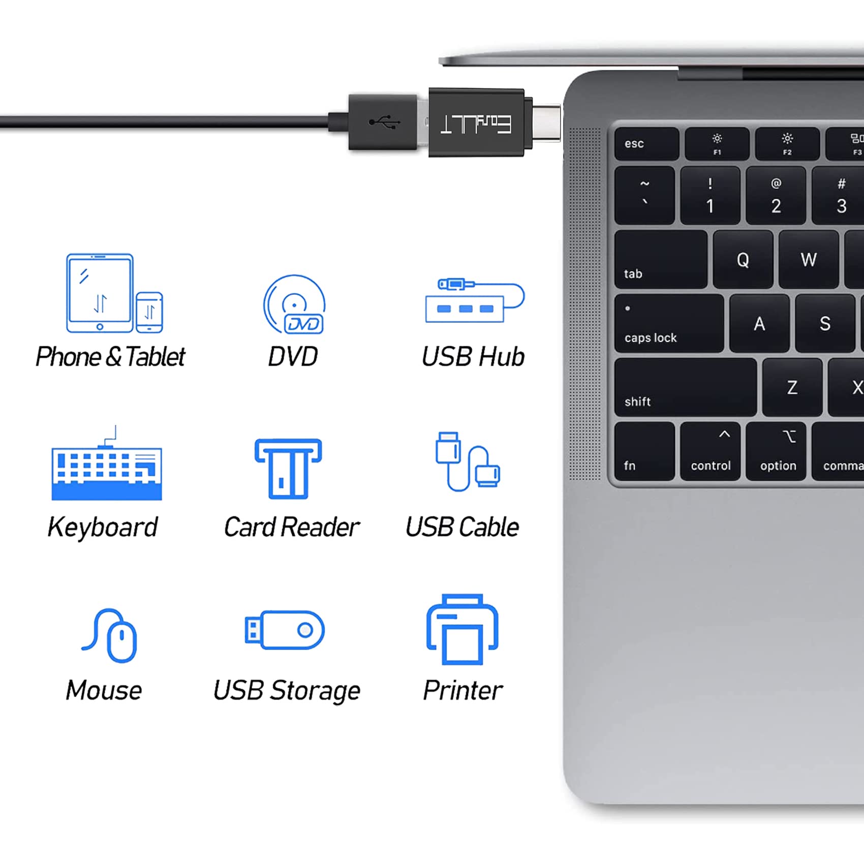 EasyULT USB C to USB 3.0 Adapter Converter - USB Type C Male to USB 3.0 Female OTG Thunderbolt 4/3 Compatible with MacBook Pro 2022, iPad Mini, Samsung Galaxy S24/S23/S22 - Perfect for Data Transfer, Charging & Connecting Peripherals