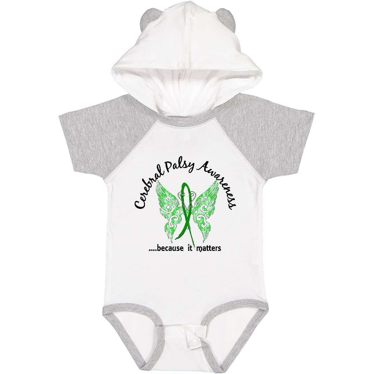 Inktastic Cerebral Palsy Awareness Butterfly Print 6.1 oz Baby Bodysuit - Soft Cotton Infant Onesie for CP Awareness Month & Daily Wear