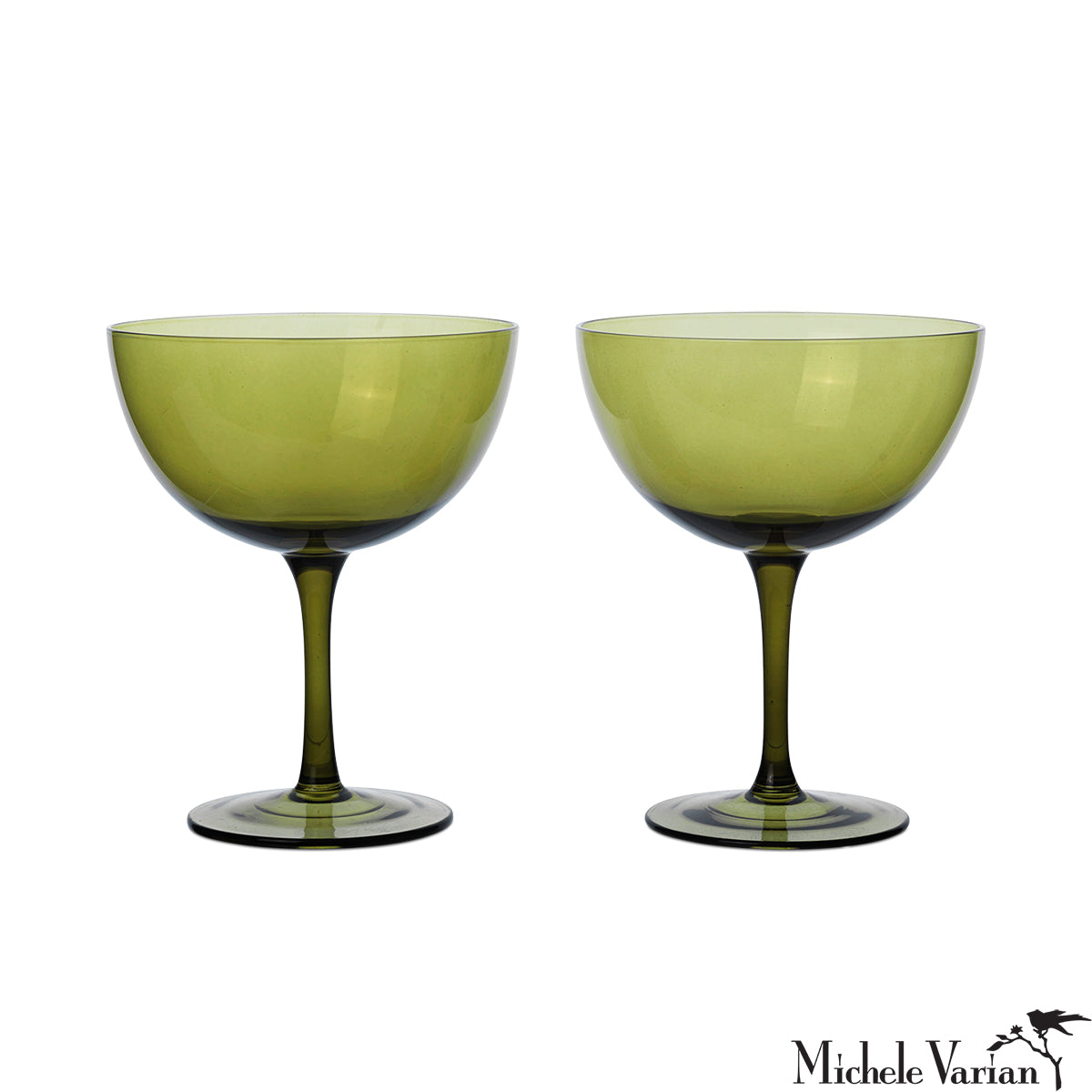 Premium Moss Cocktail Glasses Set of 2 - Elegant Barware for Whiskey, Martini & Cocktail Parties - Perfect for Home Bars, Wedding Gifts & Entertaining Guests