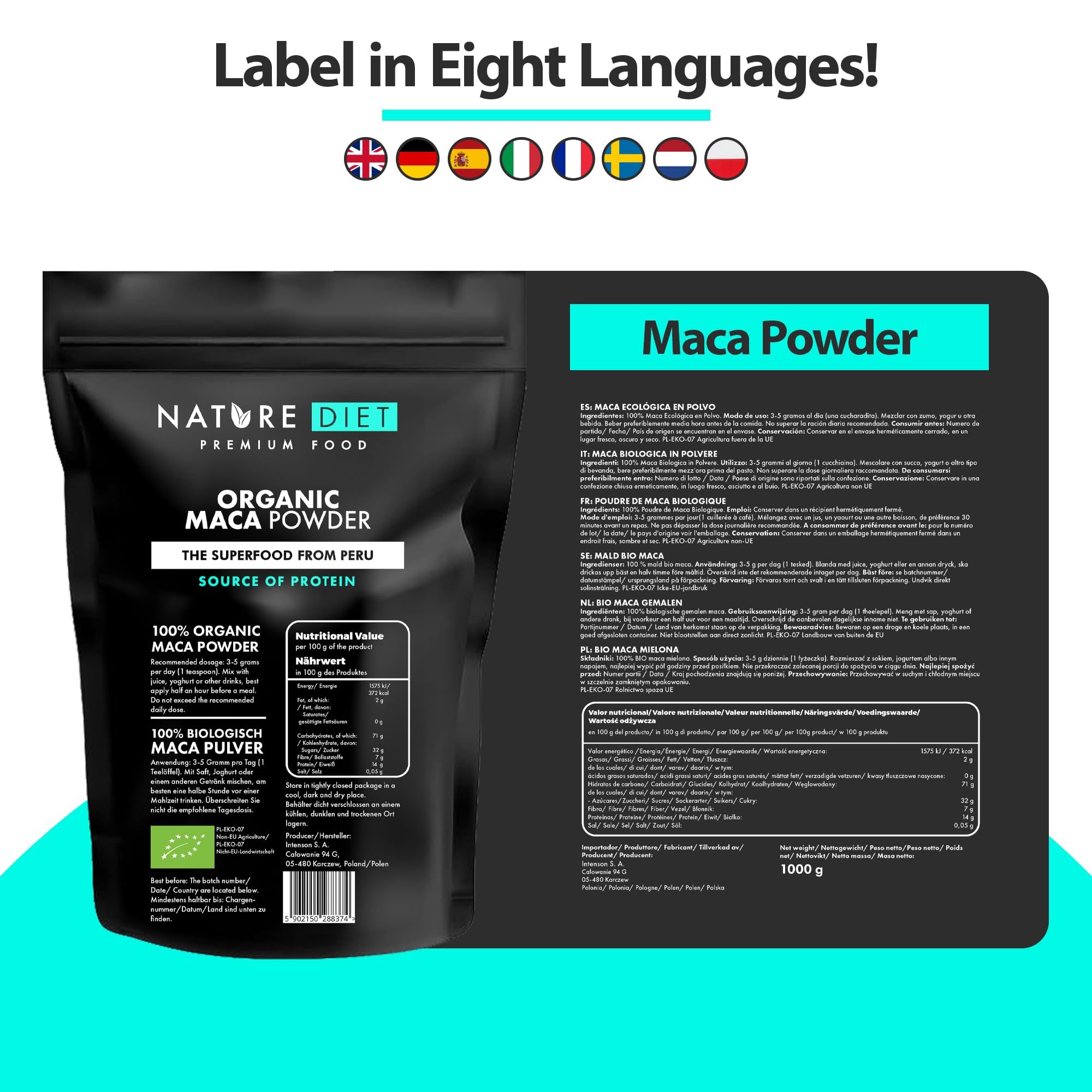 Organic Maca Root Powder 1000g - Gluten-Free, Vegan Superfood for Energy & Vitality | Perfect for Smoothies, Baking & Natural Health Boost