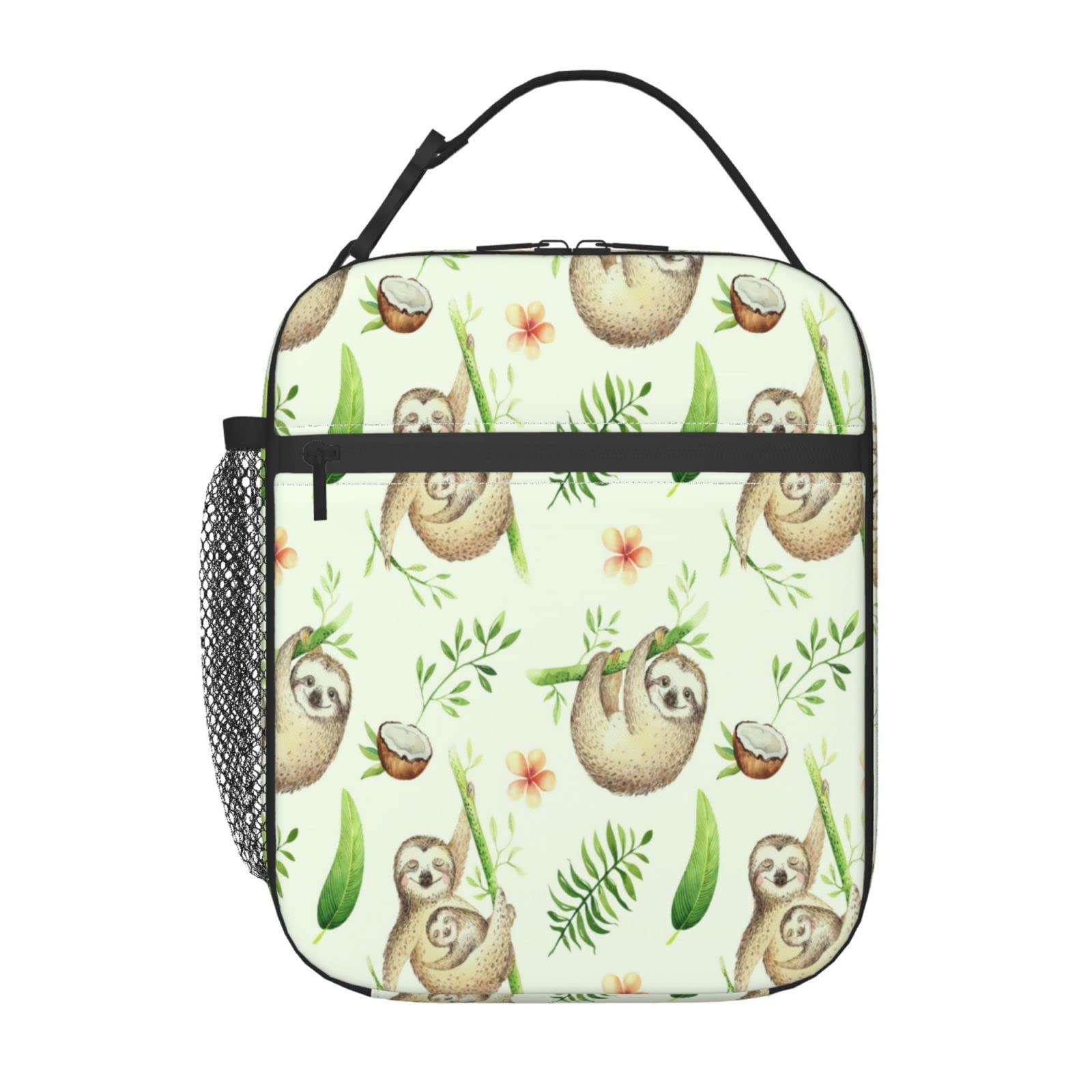 Insulated Lunch Bag for Women & Men - Portable Cooler Lunch Box for School, Office, Travel & Picnic - Cute Sloth Baby Animals Design - Perfect for Students, Teens & Professionals