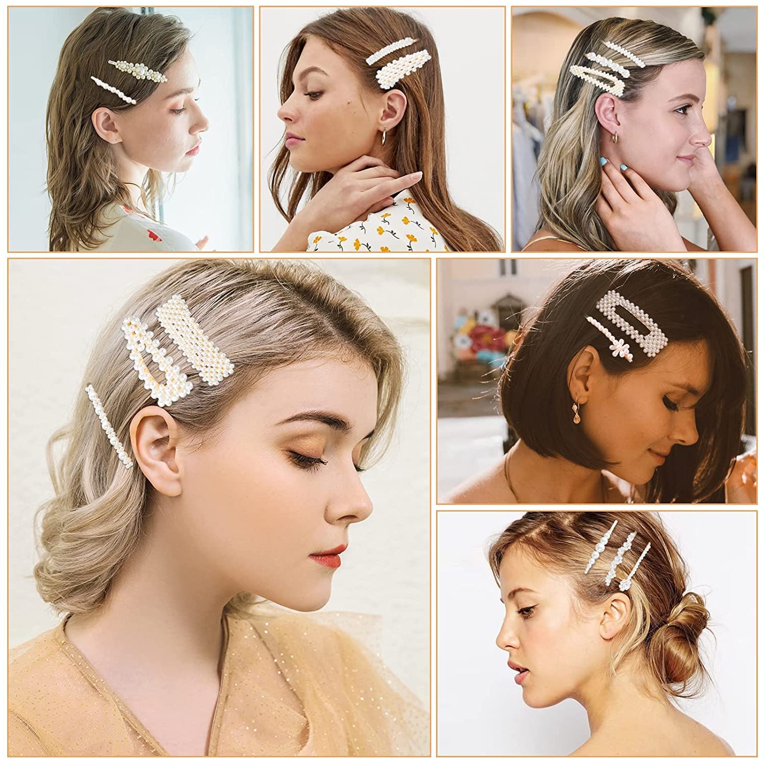 12 Pcs Elegant Handmade Pearl Hair Clips for Women - Large Hair Barrettes & Pins for Wedding, Party & Daily Use - Fashion Hair Accessories for Women & Girls