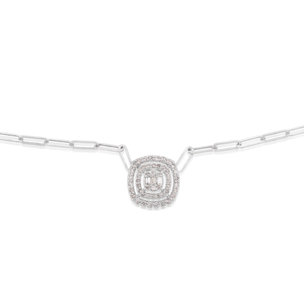 14K White Gold 1/2 Carat Diamond Pendant Necklace - 45cm Chain for Women, Elegant Jewelry Gift for Anniversary, Valentine's Day & Special Occasions
