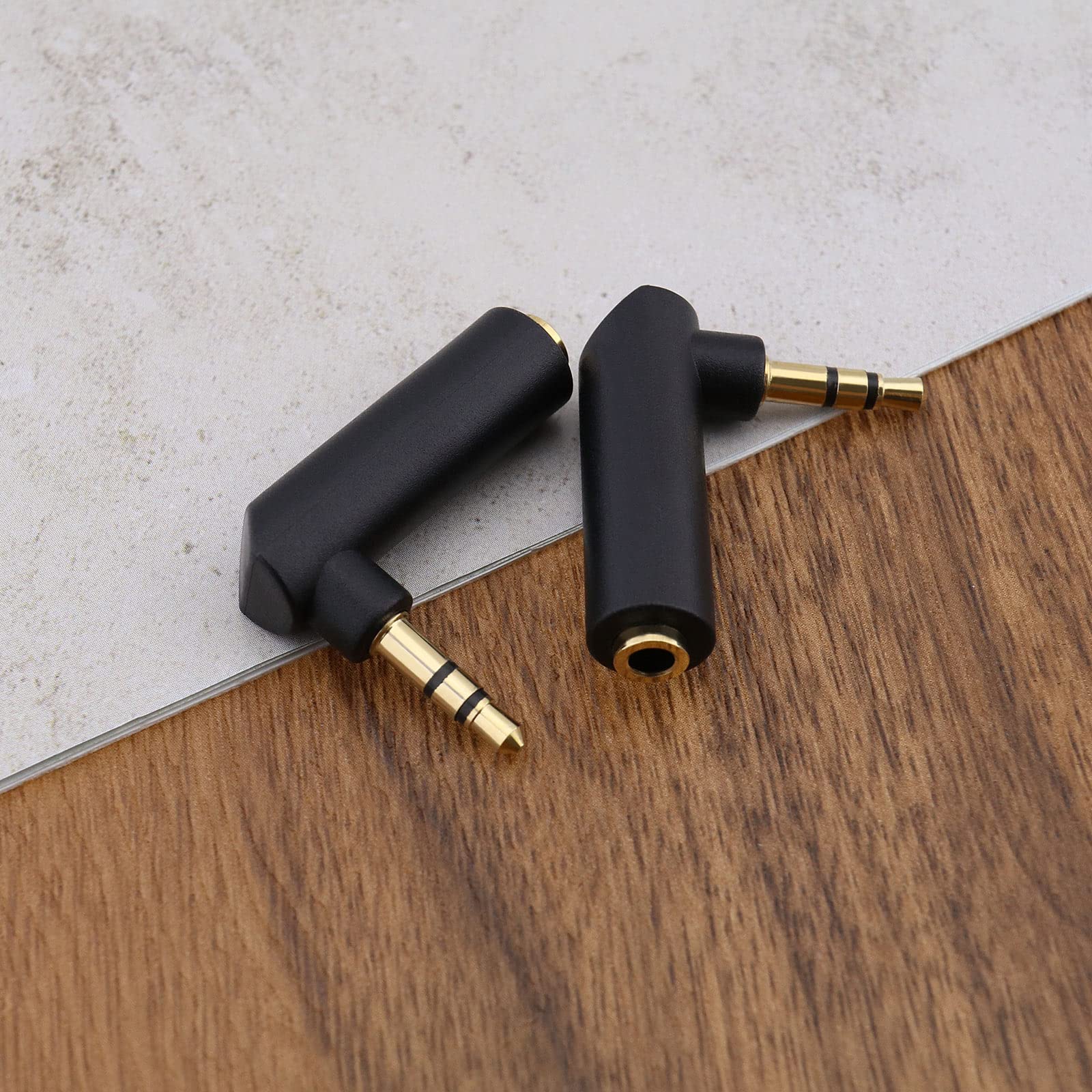 ECSiNG 3.5mm Gold Plated Right Angle Audio Adapter - 90 Degree Stereo Jack Connector for iPhone, Android, Laptop, Headphones & Gaming Headsets - Perfect for Travel, Office & Home Entertainment