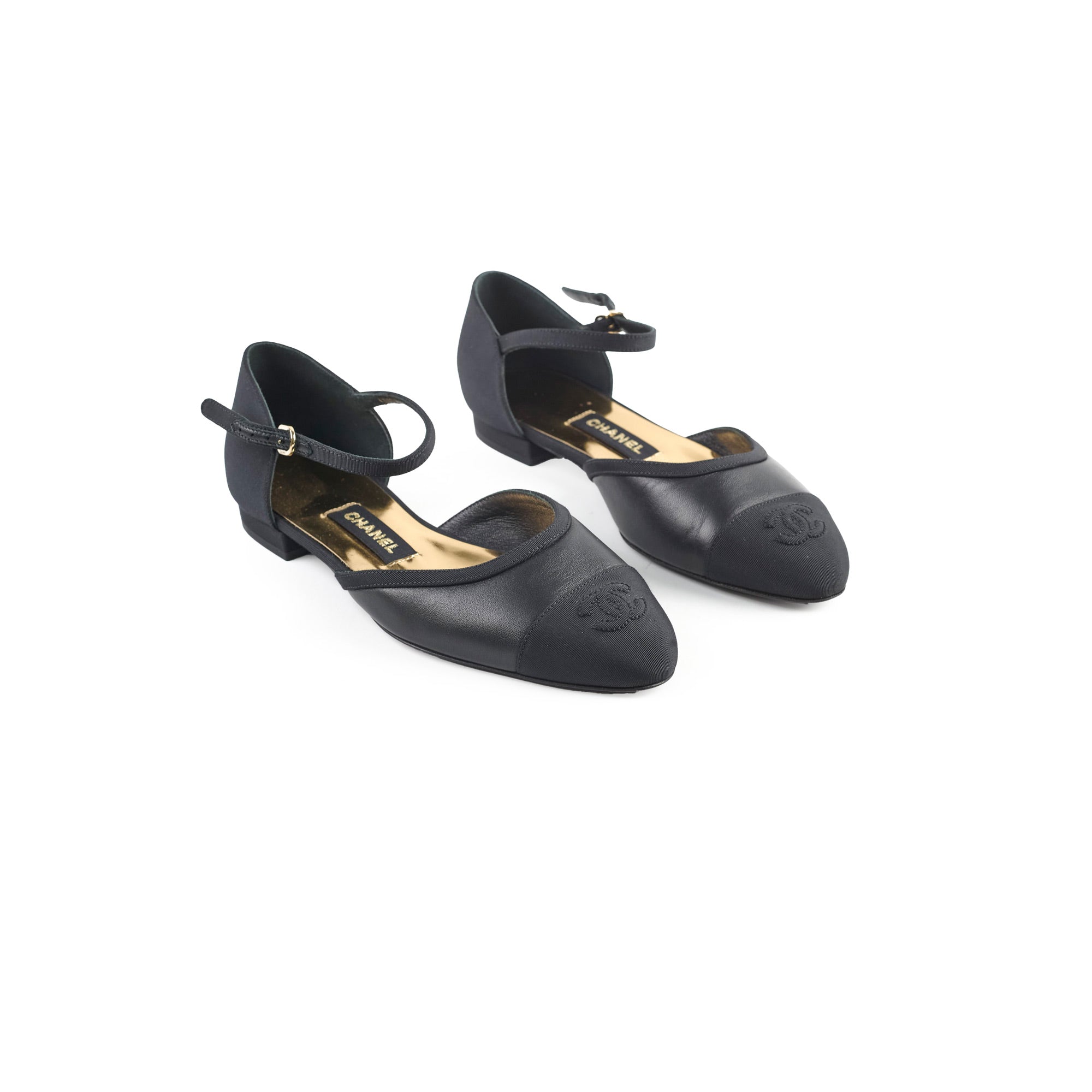 Chanel Black Mary Jane Flats for Women Size 37 | Classic Ballet Shoes for Work, Party & Everyday Wear