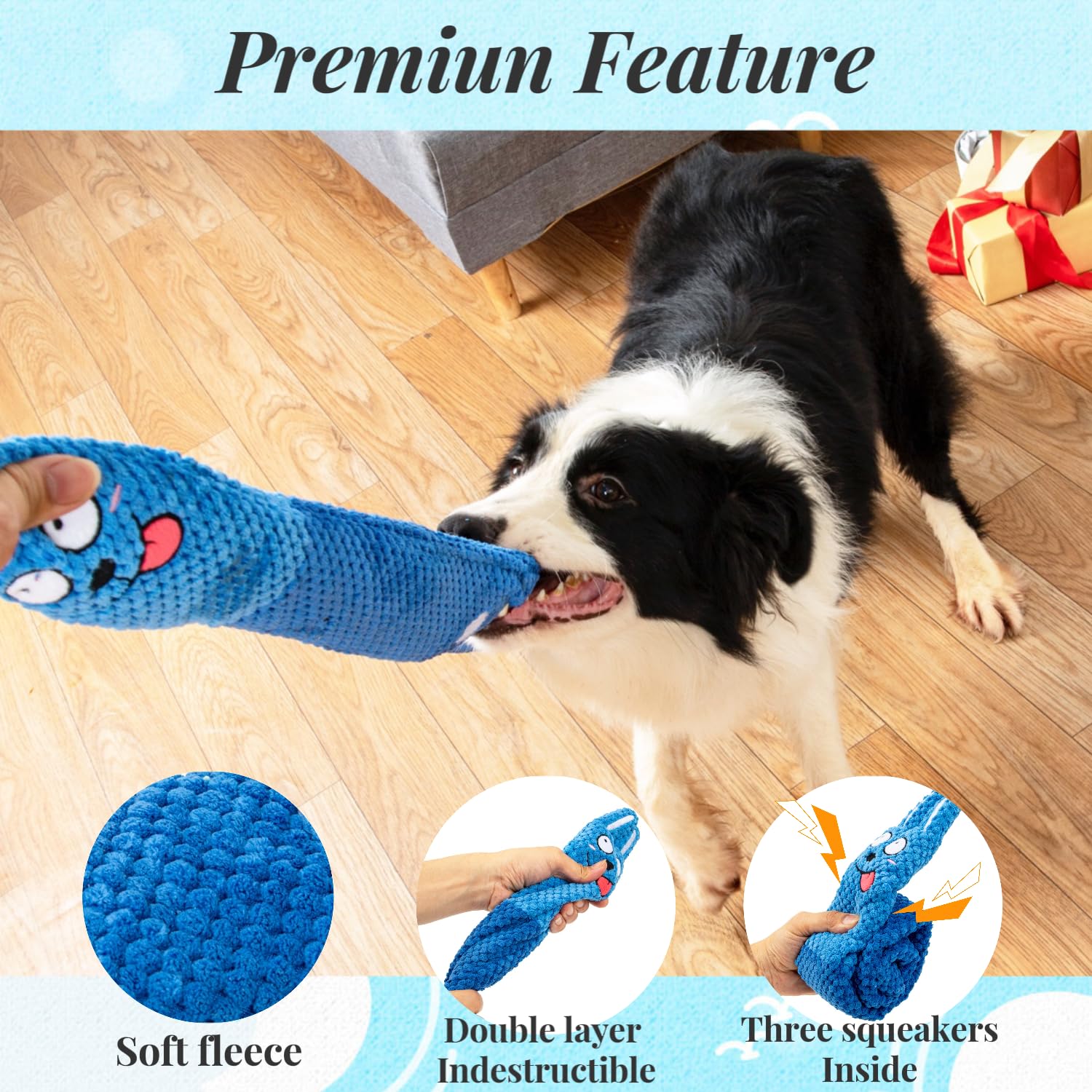 Interactive Squeaky Dog Puzzle Toys - Plush Snuffle Mat for IQ & Foraging Instinct Training - Puppy Enrichment Toys for Small, Medium & Large Dogs (Blue Rabbit) - Perfect for Boredom Relief & Mental Stimulation at Home or Travel
