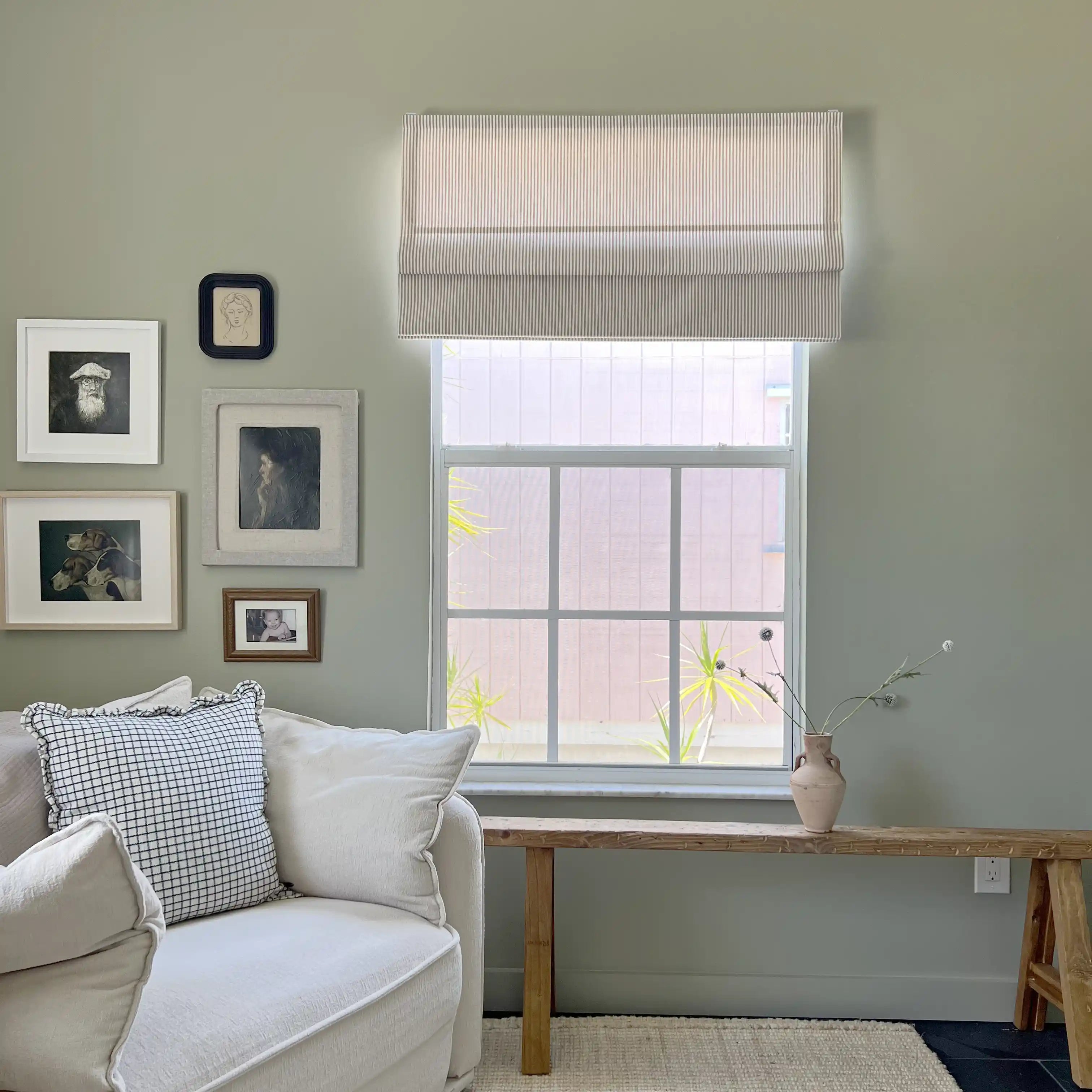 Celia Patterned Cordless Roman Shade Window Treatment - Blackout Fabric for Bedroom & Living Room Privacy & Light Control