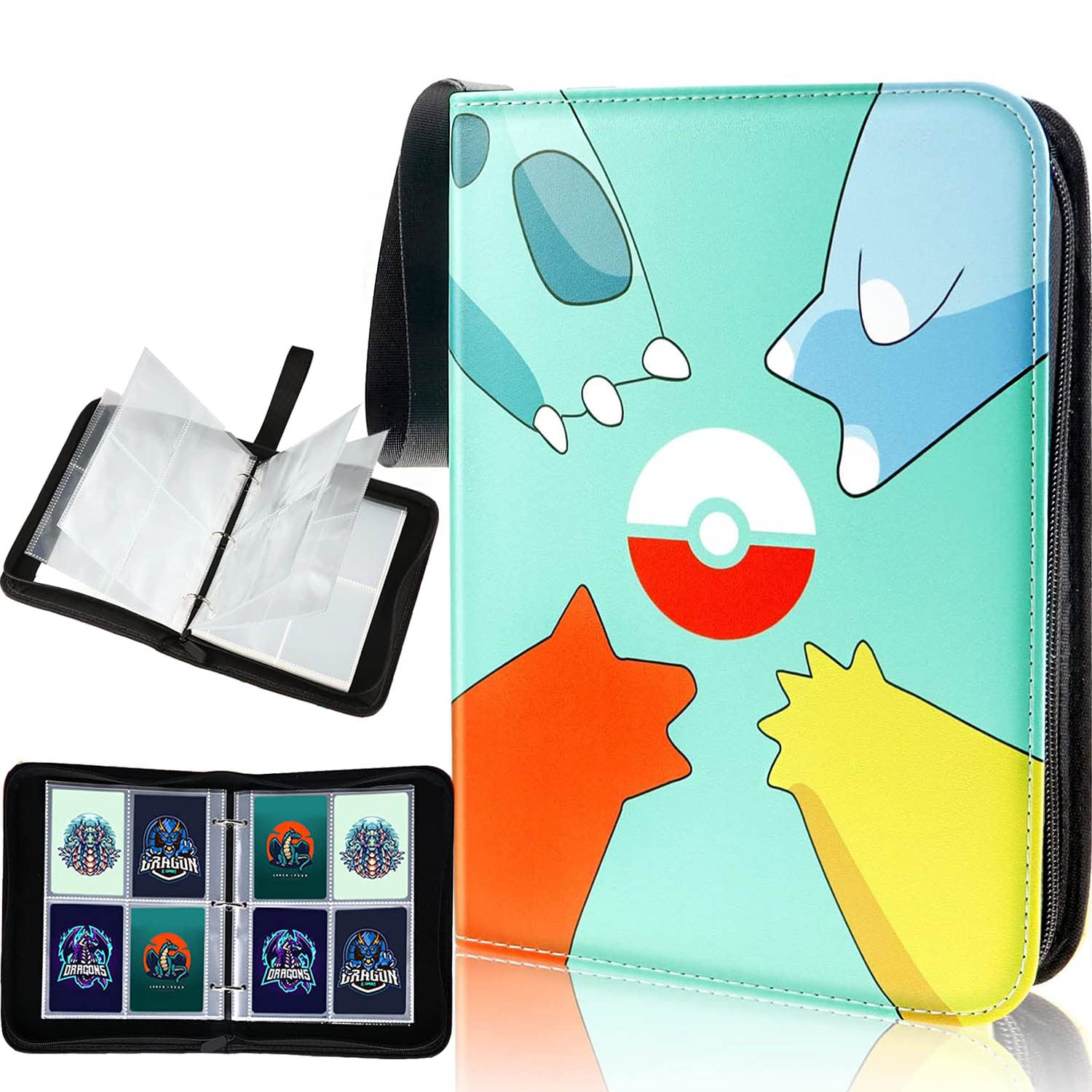 Premium 4-Pocket Trading Card Binder - Holds 440 Pokemon, TCG, Baseball & Football Cards with Removable Sleeves & Zipper Closure | Durable PU Leather Album for Collectors | Perfect for Storage, Organization & Card Trading Events