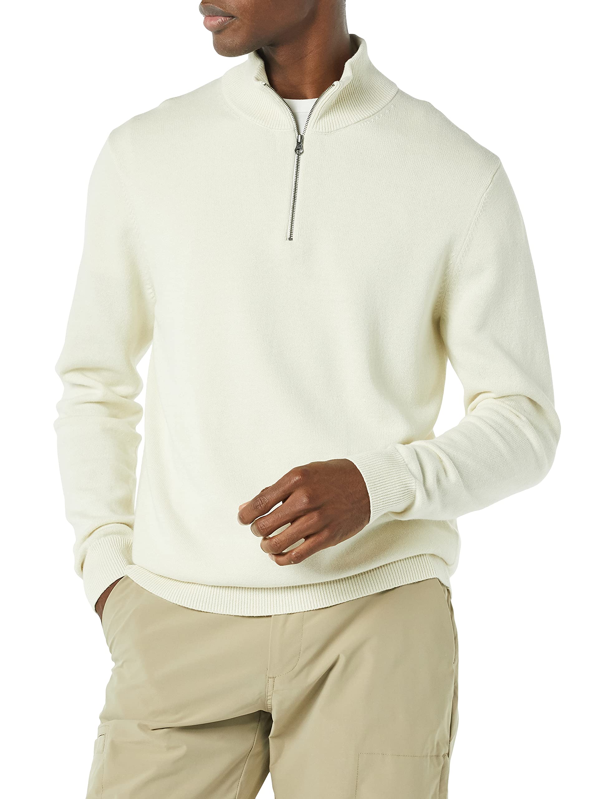 Amazon Essentials Men's 100% Cotton Quarter-Zip Sweater | Casual Pullover for Fall & Winter | Perfect for Office, Travel & Outdoor Activities