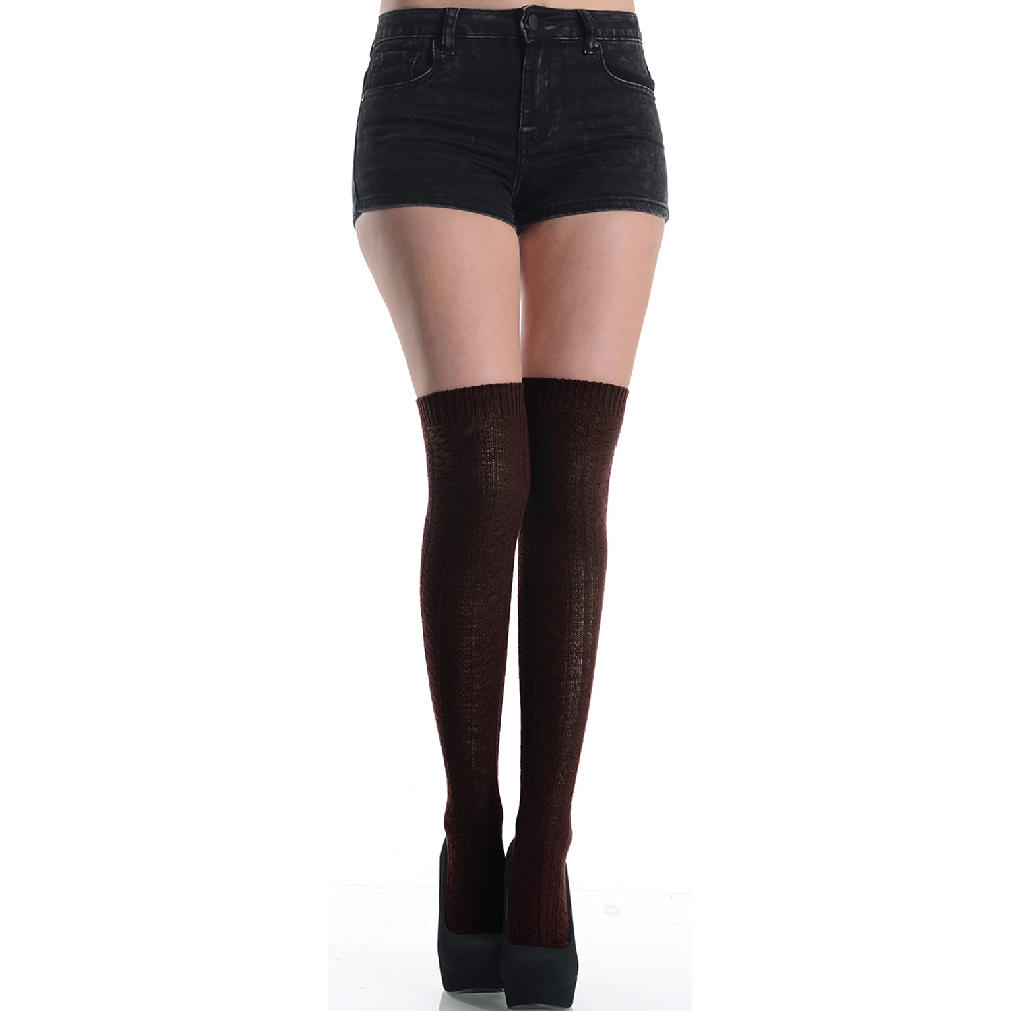 BASICO Women's Cotton Over The Knee Socks - Thigh High Stockings for Ladies - Comfortable & Stretchy - Perfect for Winter, Outfits, Cosplay & Daily Wear