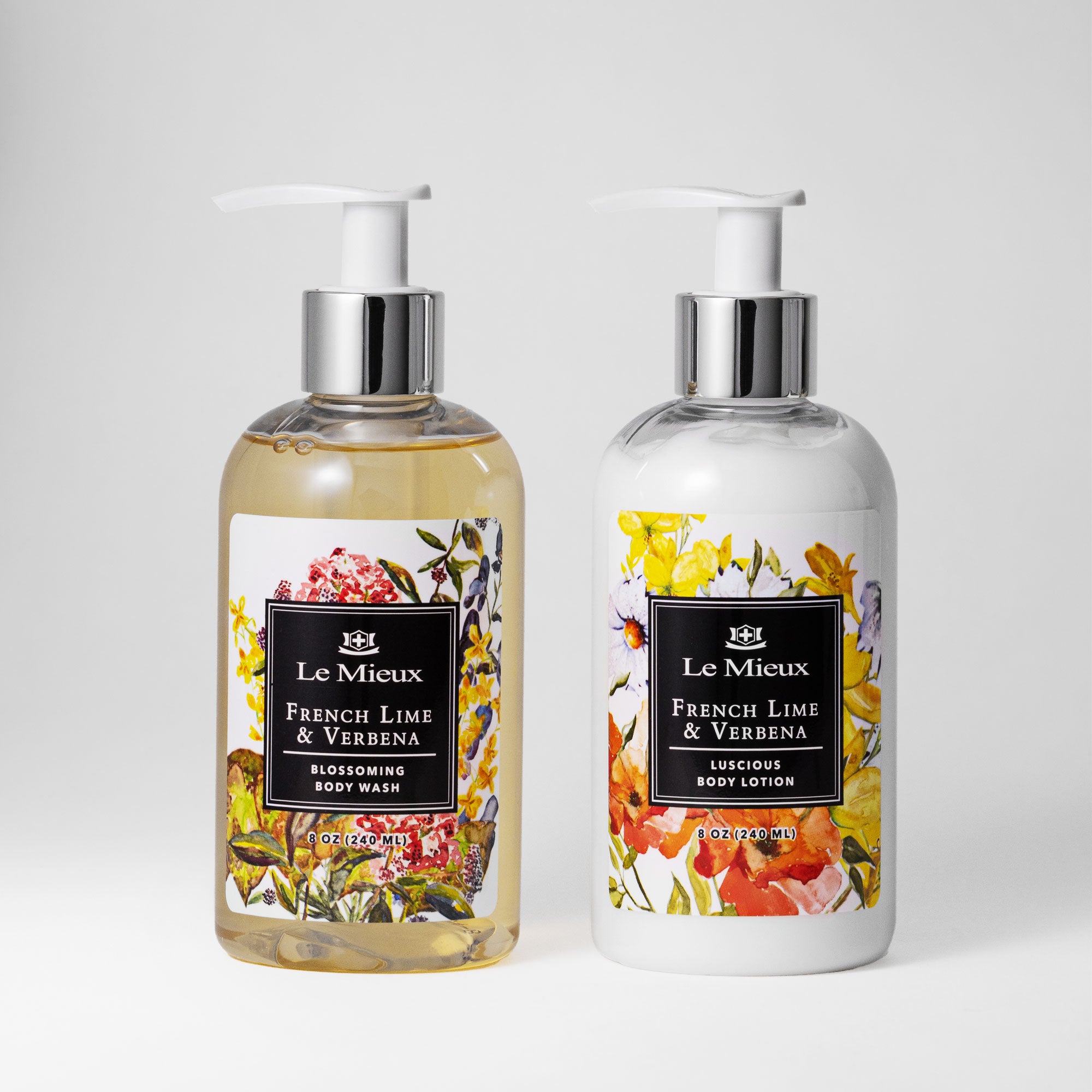 French Lime & Verbena Body Essentials Set - Natural Moisturizing Body Lotion & Shower Gel for Dry Skin - Perfect for Spa Day, Relaxation & Gift Giving
