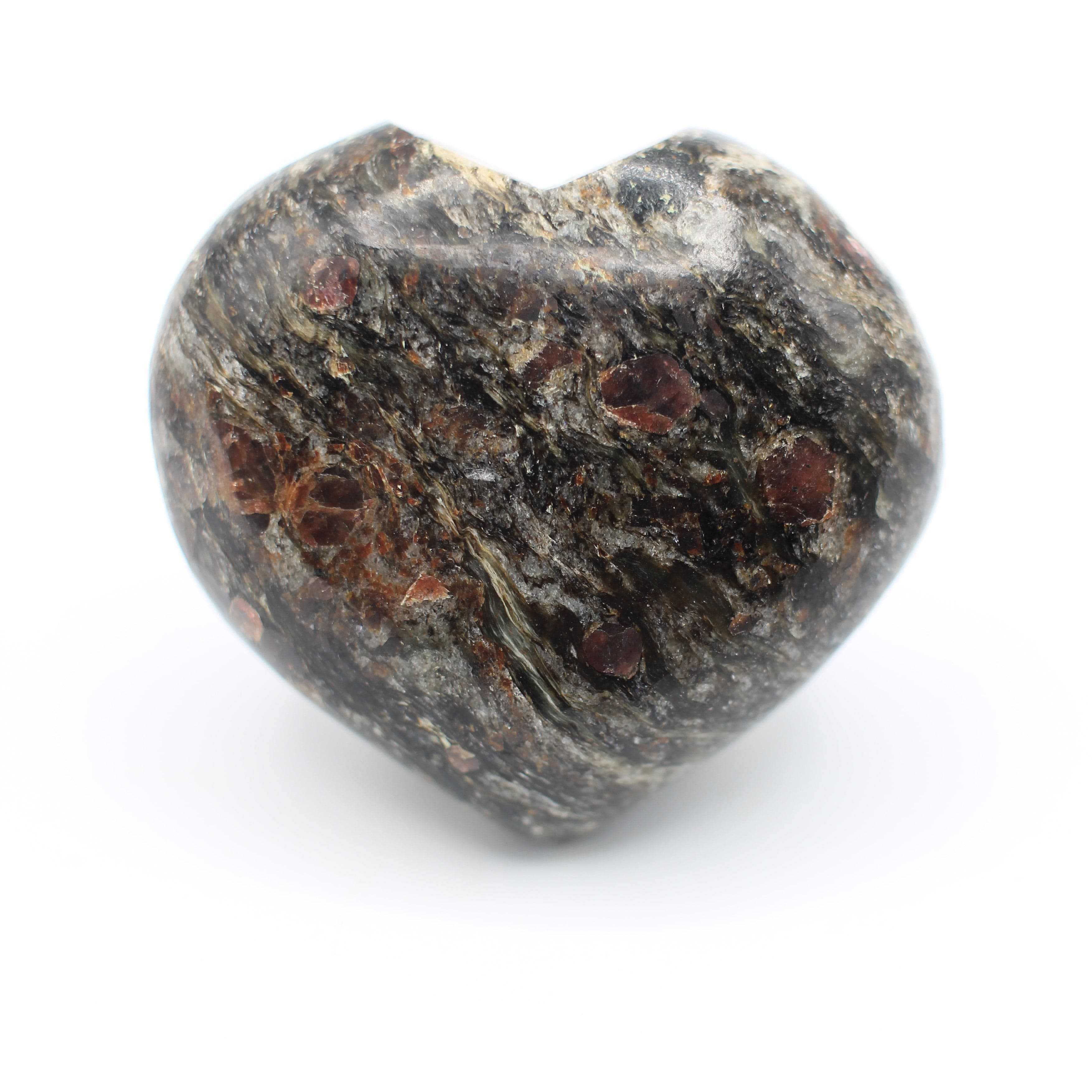 Natural Canadian Staurolite Garnet Mica Schist Heart Carving - Unique Healing Crystal for Meditation, Reiki & Spiritual Gifts