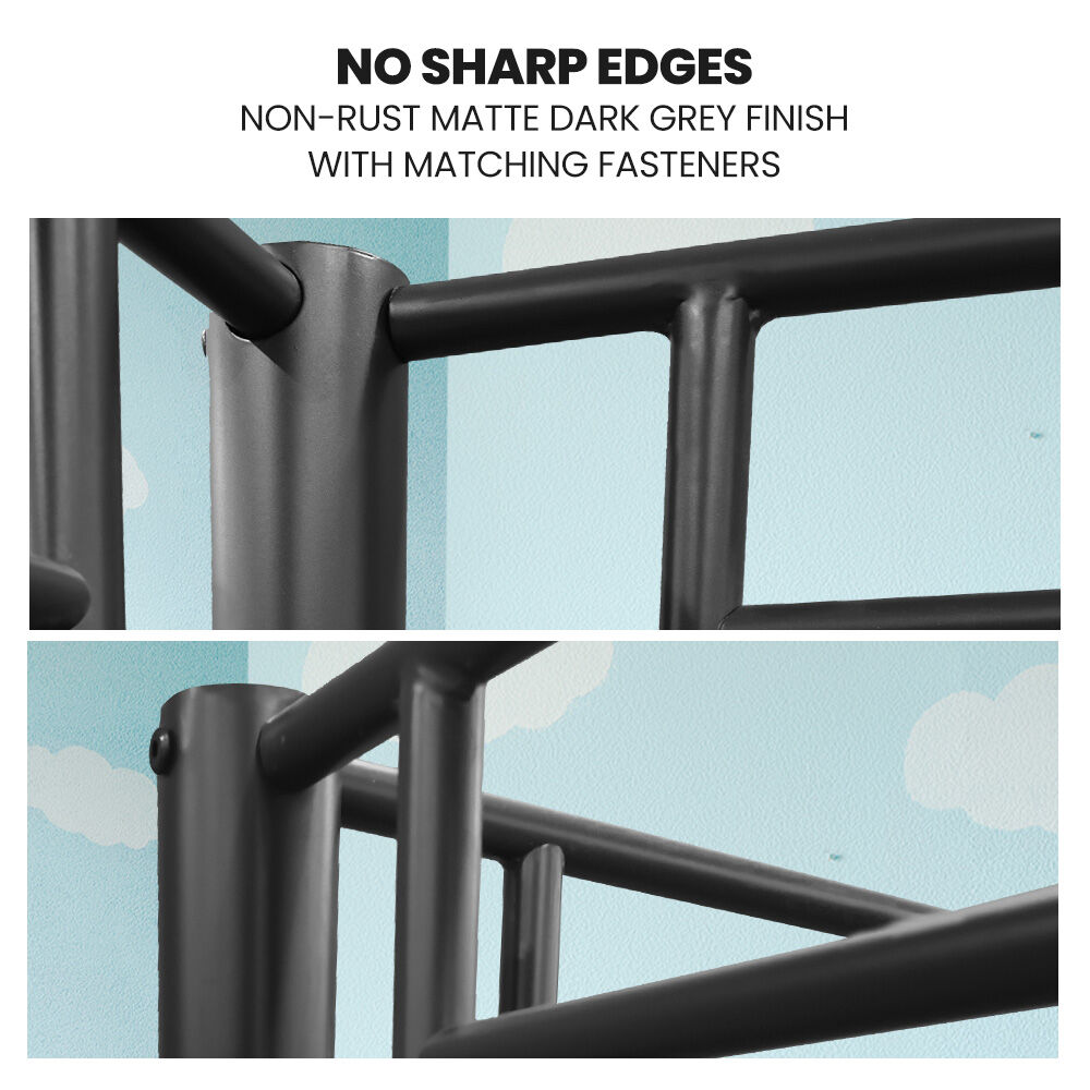 2 in 1 King Single Metal Bunk Bed Frame - Dark Matte Grey - Space Saving Bunk Bed for Kids & Teens - Perfect for Small Bedrooms, Guest Rooms & Dormitories