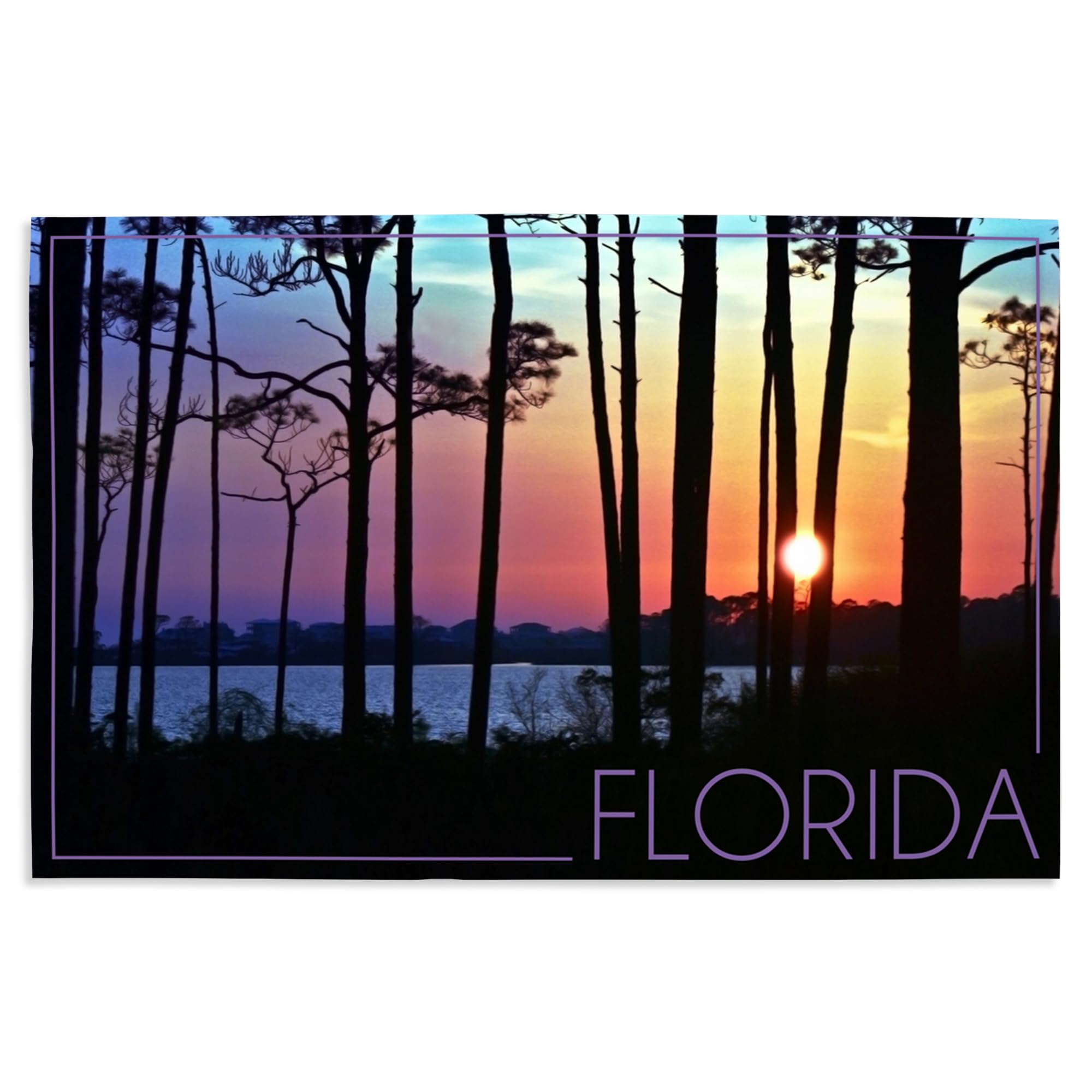 Lantern Press 16x24 Inch Giclee Art Print - Florida Sunset Silhouette Wall Decor | Premium Canvas Painting for Living Room, Bedroom & Office