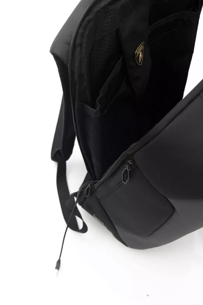 Lamborghini Gray Nylon Backpack with Zipper Closure - Stylish Travel & School Laptop Bag for Men & Women