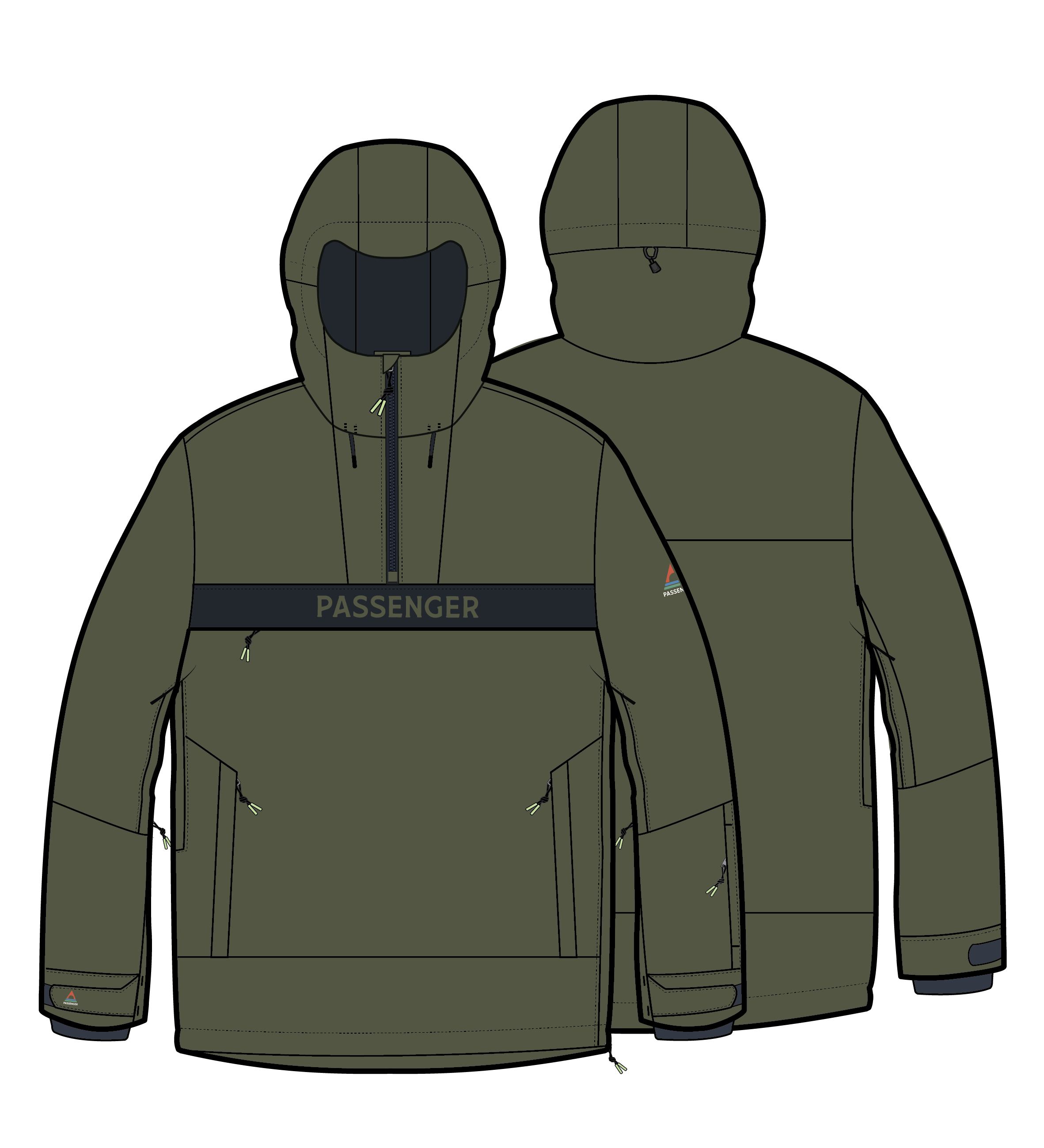 Eco-Friendly Snowscape Men's Recycled Fleece Pullover Sweatshirt - Khaki Green - Perfect for Outdoor Hiking, Camping & Winter Layering