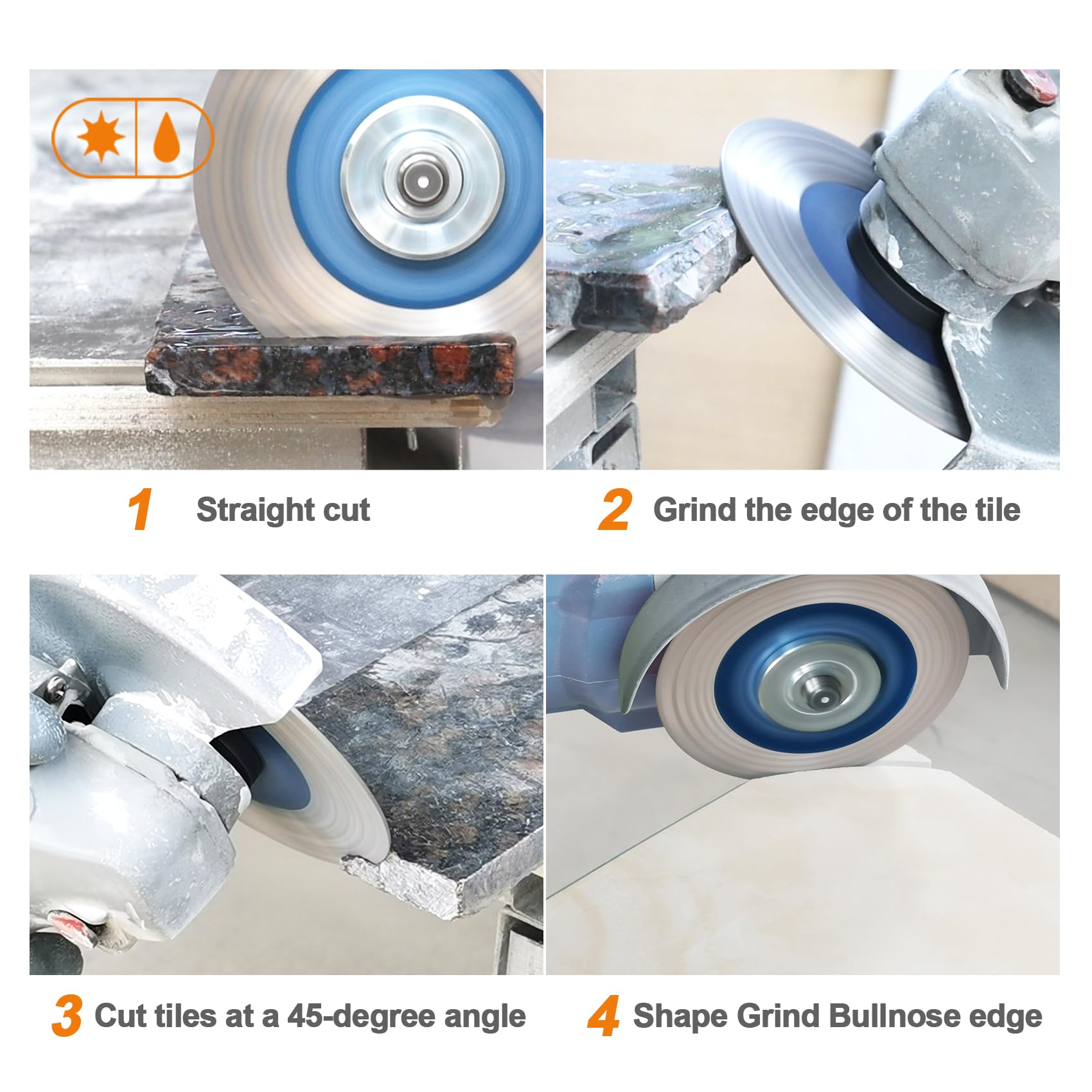 4 Inch Diamond Granite Cutting Wheel - BRSCHNITT 105mm Vacuum Brazed Angle Grinder Blade for Porcelain, Tile, Ceramic, Stone, Marble, Quartz | Perfect for DIY Home Renovation, Tile Installation & Stone Fabrication Projects