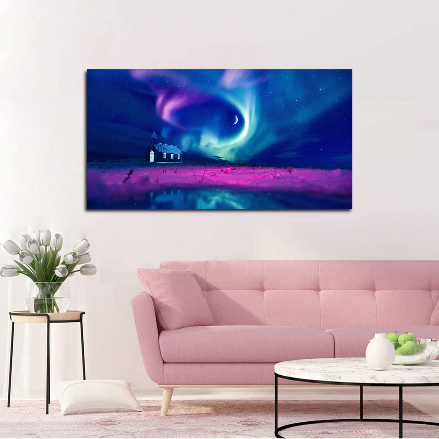 Aurora Borealis Canvas Wall Art - Northern Lights Painting for Home & Office Decor