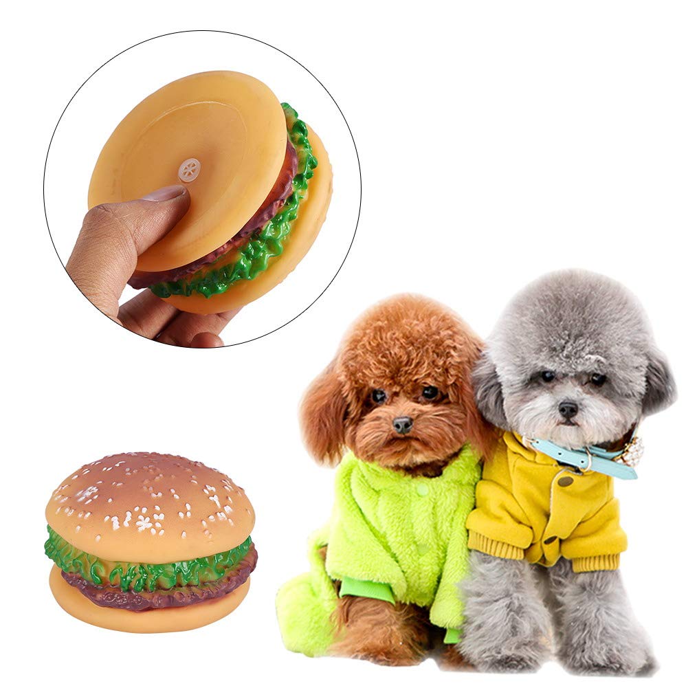 Fdit Pet Hamburger Chew Toys - Squeaky Dog Chew Toy for Puppies & Adult Dogs, Durable Hamburger-Shaped Food Toy with Fun Sound - Perfect for Teething, Playtime & Training
