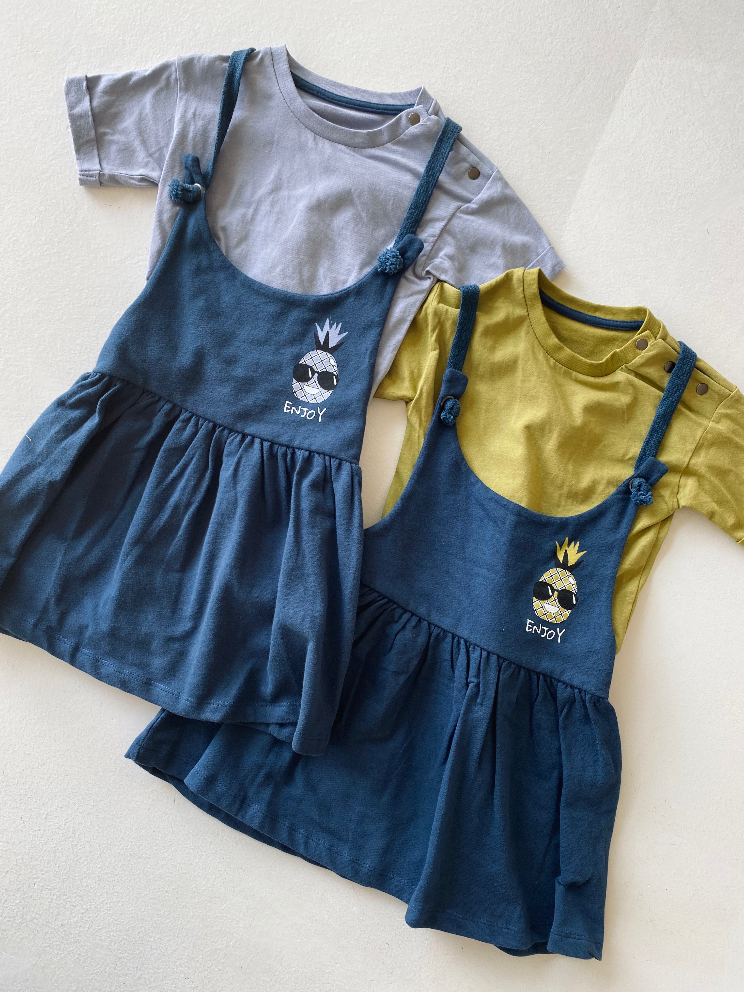 Girls' Romper Dress with T-Shirt Top - Cute & Comfortable Outfit for Playdates, Parties & Everyday Wear