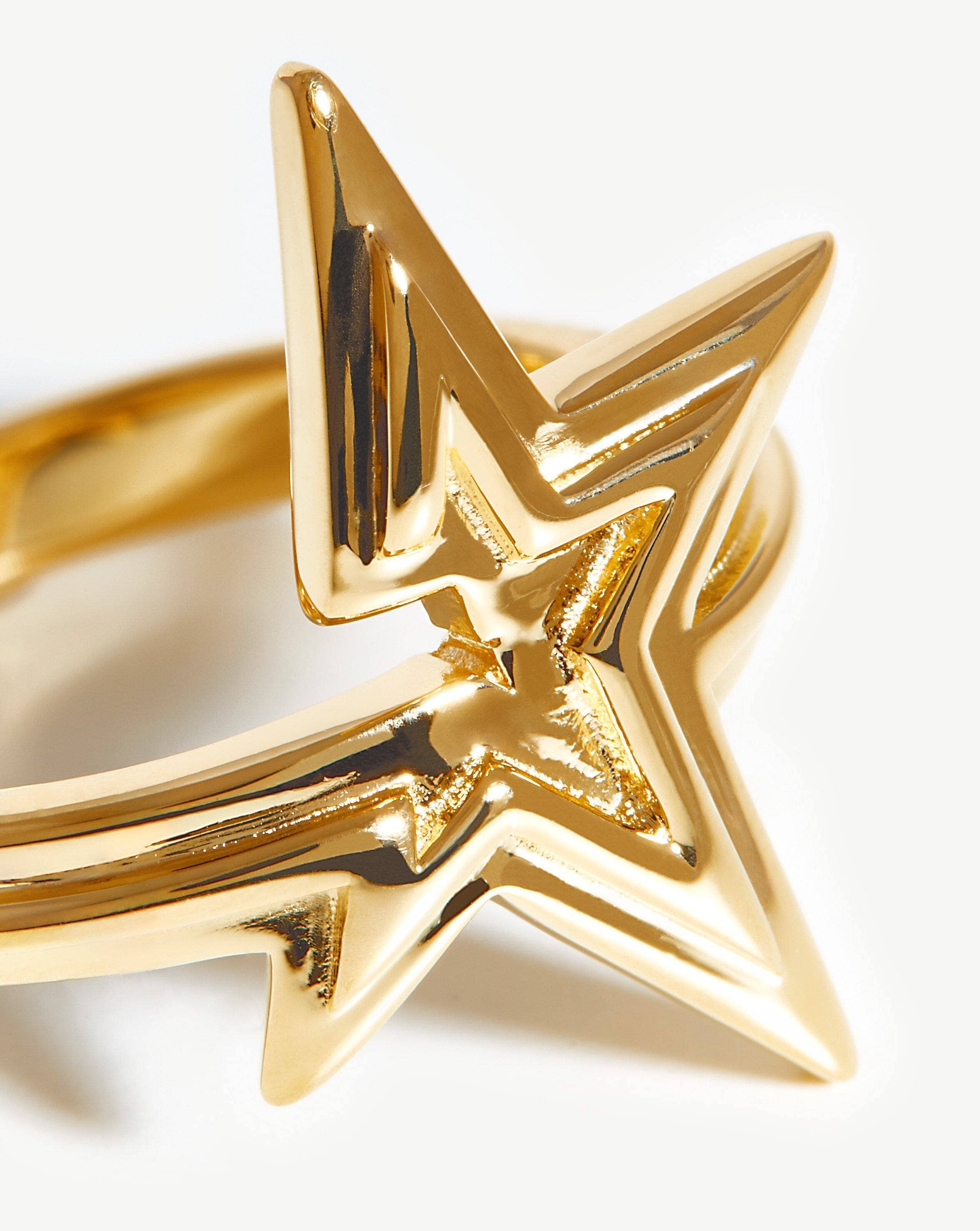 Celestial Ridge Star Ring - 18k Gold Vermeil Stackable Ring for Women, Dainty Gold Star Jewelry Gift for Her | Perfect for Everyday Wear, Date Nights & Special Occasions
