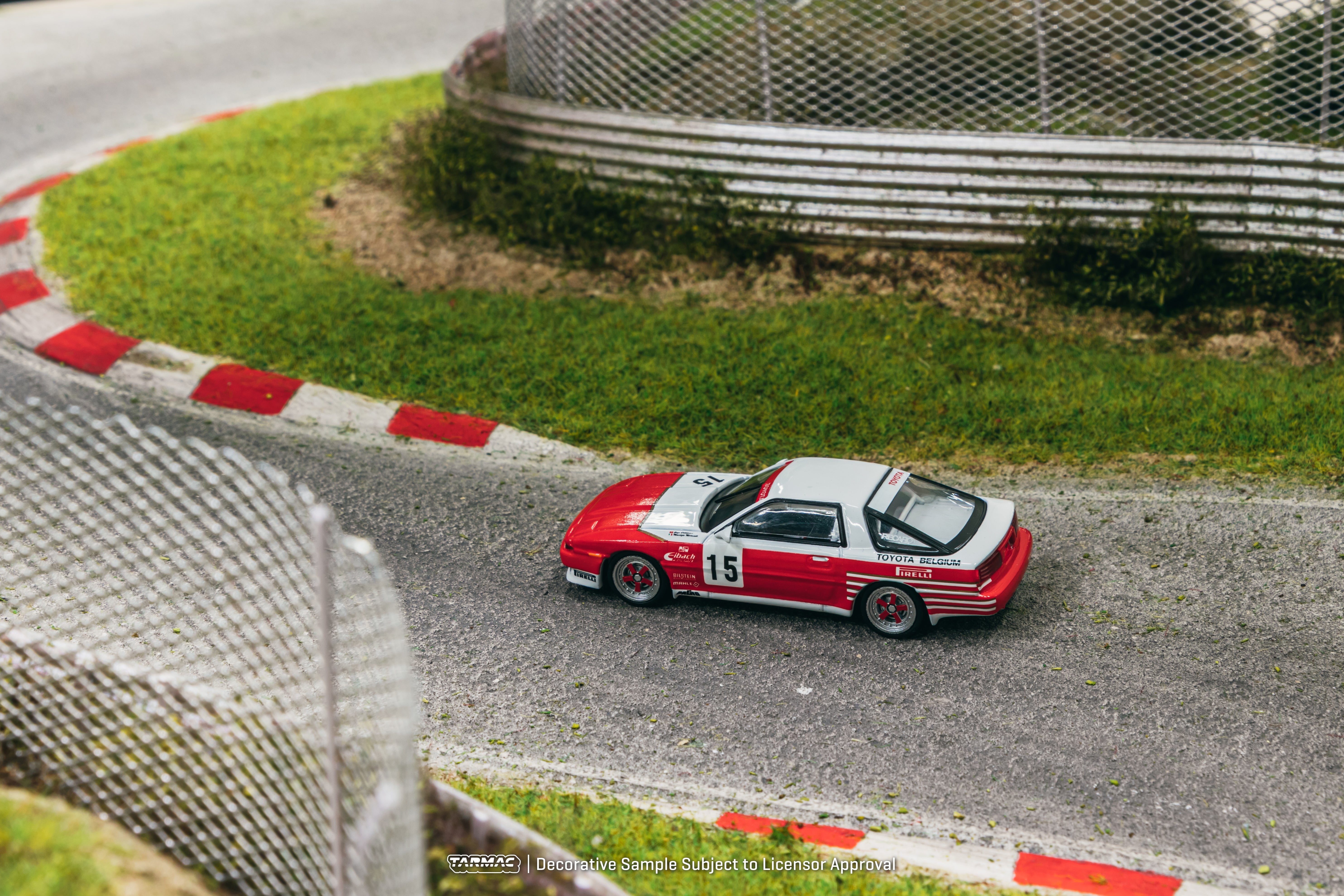 Tarmac Works 1/64 Scale Toyota Supra Turbo (MA70) ETCC 1987 #15 Diecast Model Car - Collectible Toy for Racing Enthusiasts & Display in Home/Office