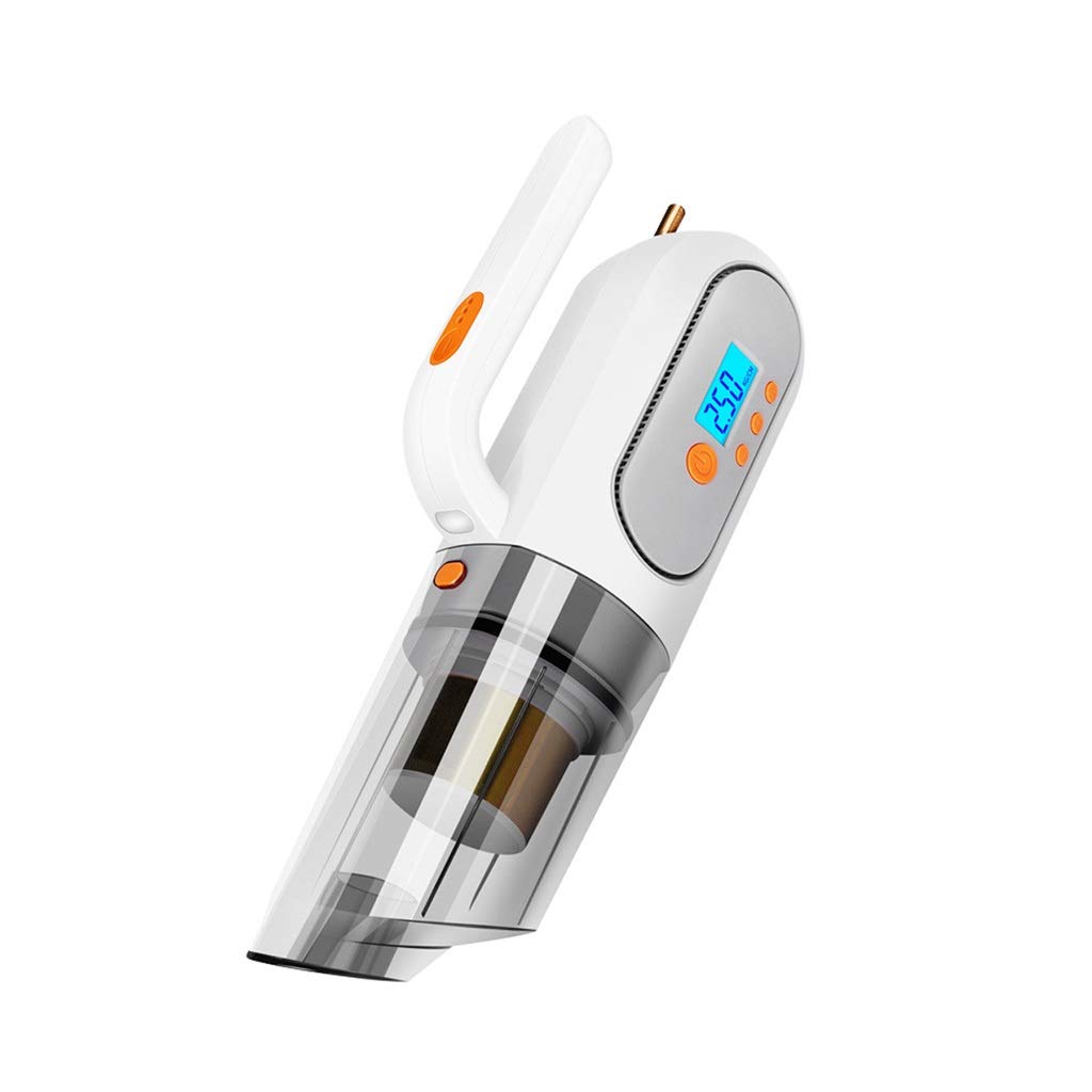 TWDYC 4-in-1 Portable Car Vacuum Cleaner with Air Pump - Handheld Multifunction Auto Vacuum for Car, Home & Office (White) | Perfect for Cleaning Seats, Carpets & Inflating Tires