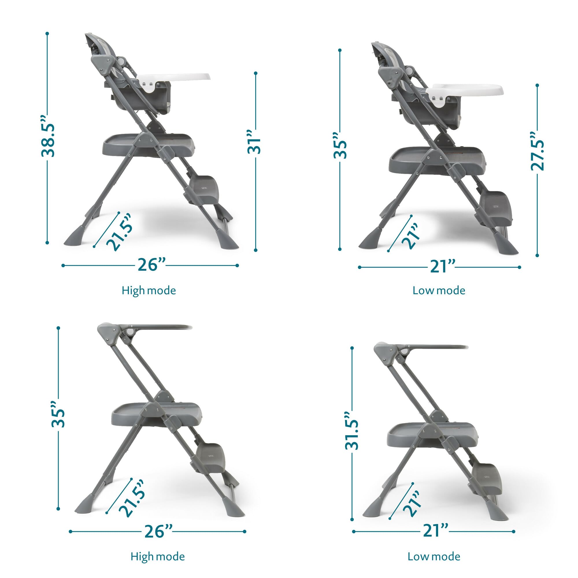 The First Years Convertible Baby High Chair & Toddler Step Stool - Foldable Adjustable 3-in-1 Grow with Me Highchair - Easy Clean Kitchen Helper Stool for Babies & Kids - Perfect for Feeding, Learning & Playtime