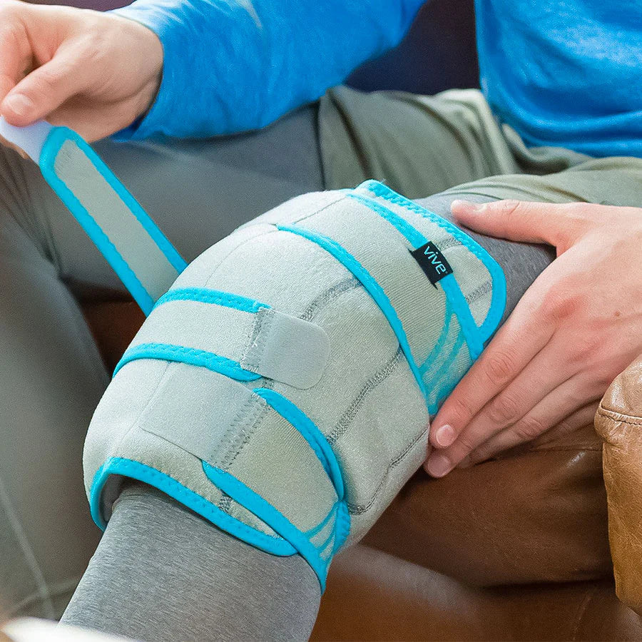 Vive Knee Ice Wrap with Adjustable Strap - Cold Therapy for Knee Pain Relief, Swelling & Recovery - Perfect for Arthritis, Injuries & Post-Surgery (Model: SUP1070GRY) - Ideal for Athletes, Runners & Active Lifestyles
