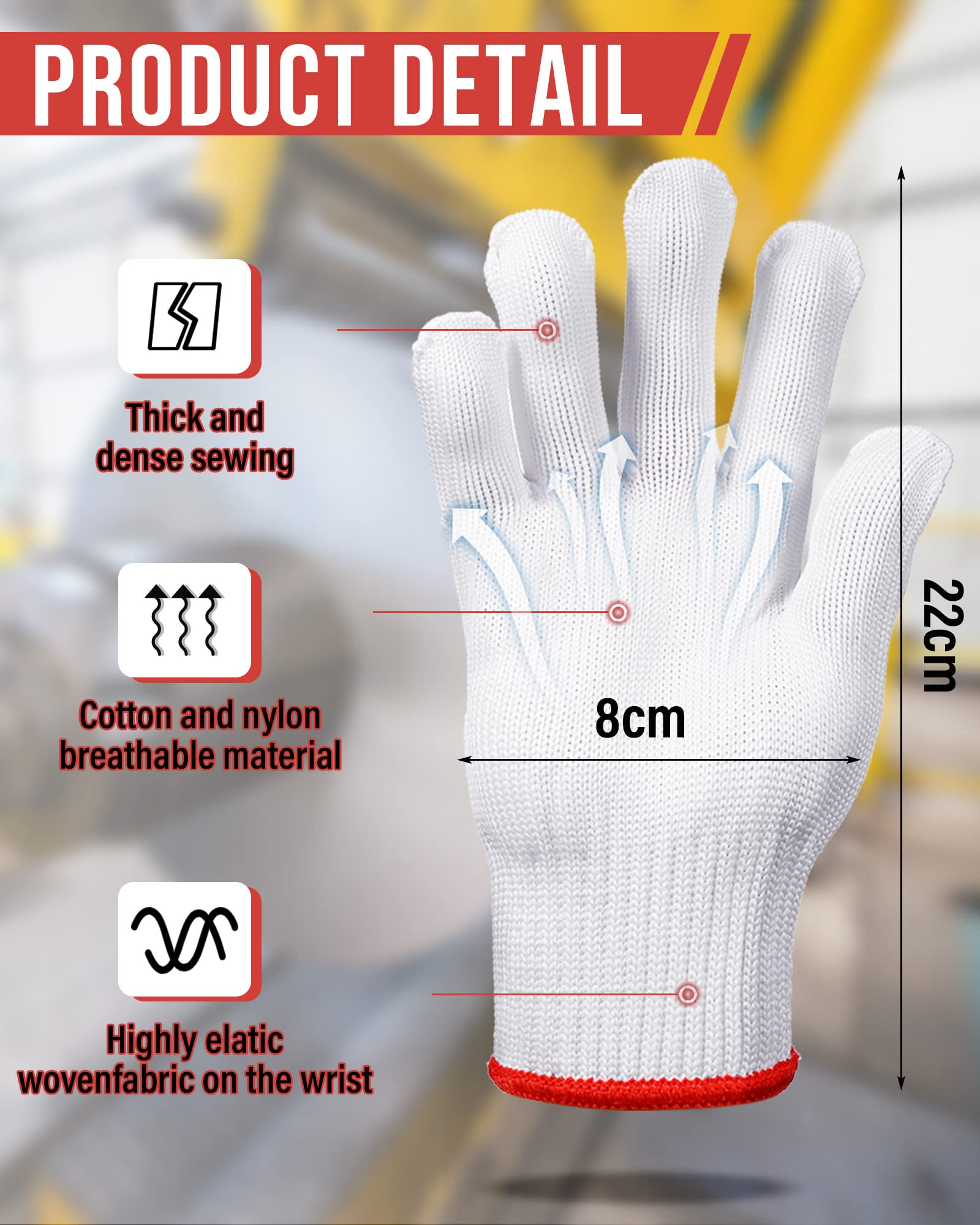 Honeydak 96 Pairs White Cotton Work Gloves - Breathable Safety Grip Gloves for Men & Women - Perfect for BBQ, Painting, Mechanics, Warehouse, Gardening & Hand Protection