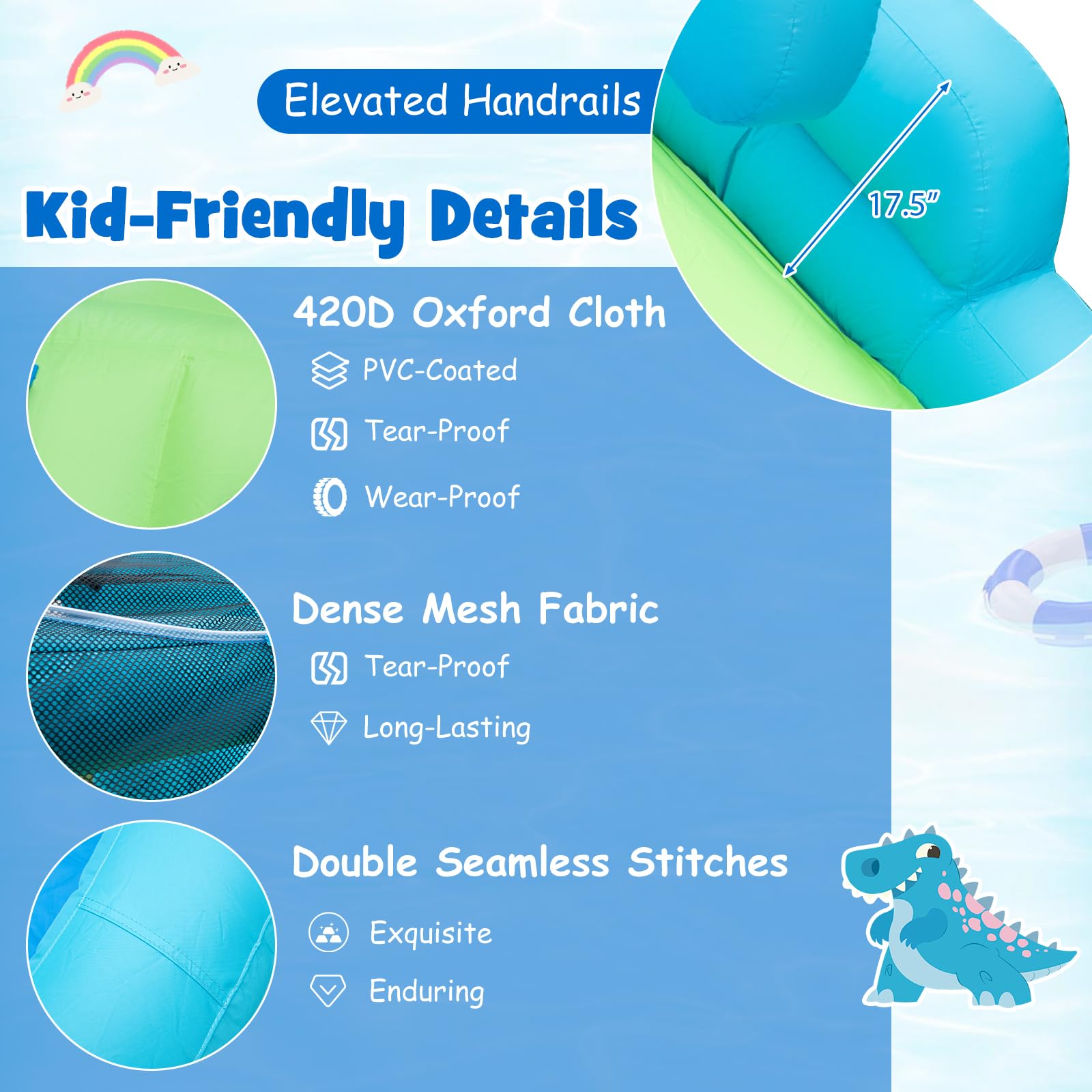 **HONEY JOY Inflatable Water Slide with Dual Slides & Splash Pool - Dinosaur Bounce House for Kids & Adults - Backyard Water Park for Summer Fun, Outdoor Party, and Family Gatherings (Blower Not Included)**